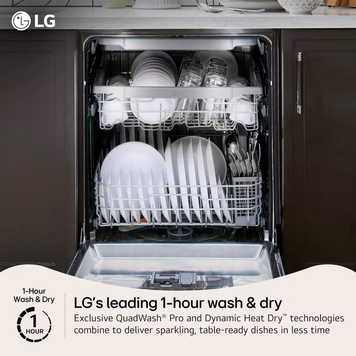 24 Inch Smart Top Control Flushfit Design Dishwasher With 1-hour Wash & Dry, Quadwash® Pro, Truesteam® And Dynamic Heat Dry™ LDNPH654S