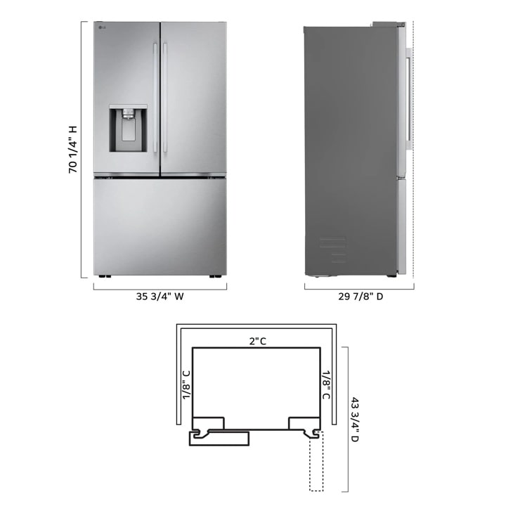 24 cu. ft. Counter-Depth MAX™ with Zero Clearance™ 3-Door French Door Refrigerator view 12