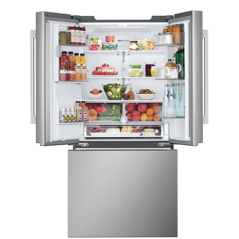25 cu.ft. 3-Door French Door Refrigerator with Hybrid Handle Design and External Ice and Water Dispenser view 2