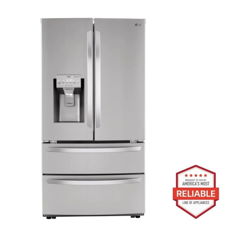 LG 22 cu ft. Smart Counter Depth Double Freezer Refrigerator Print Proof Stainless Steel LMXC22626S Picture 1