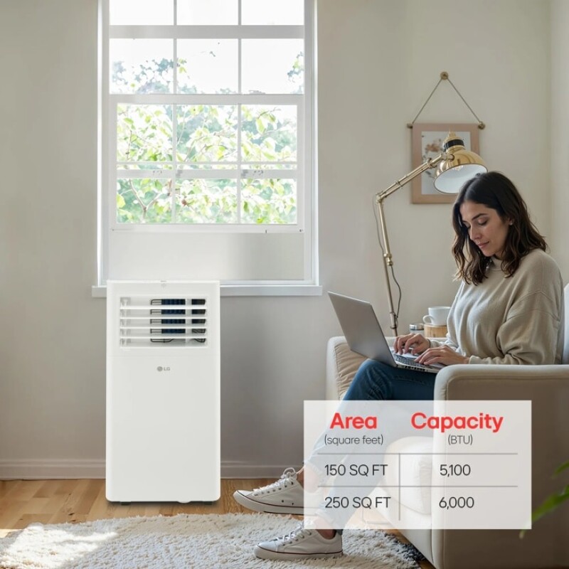 5,100 BTU (SACC) / 9,000 BTU (ASHRAE) Portable Air Conditioner, 150 Sq. Ft LP0525WFR