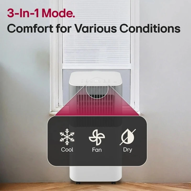 5,000 Btu (sacc) / 8,500 Btu (ashrae) White & Gray Portable Air Conditioner | Cools Up To 150 Sq. Ft. LP0526PGF