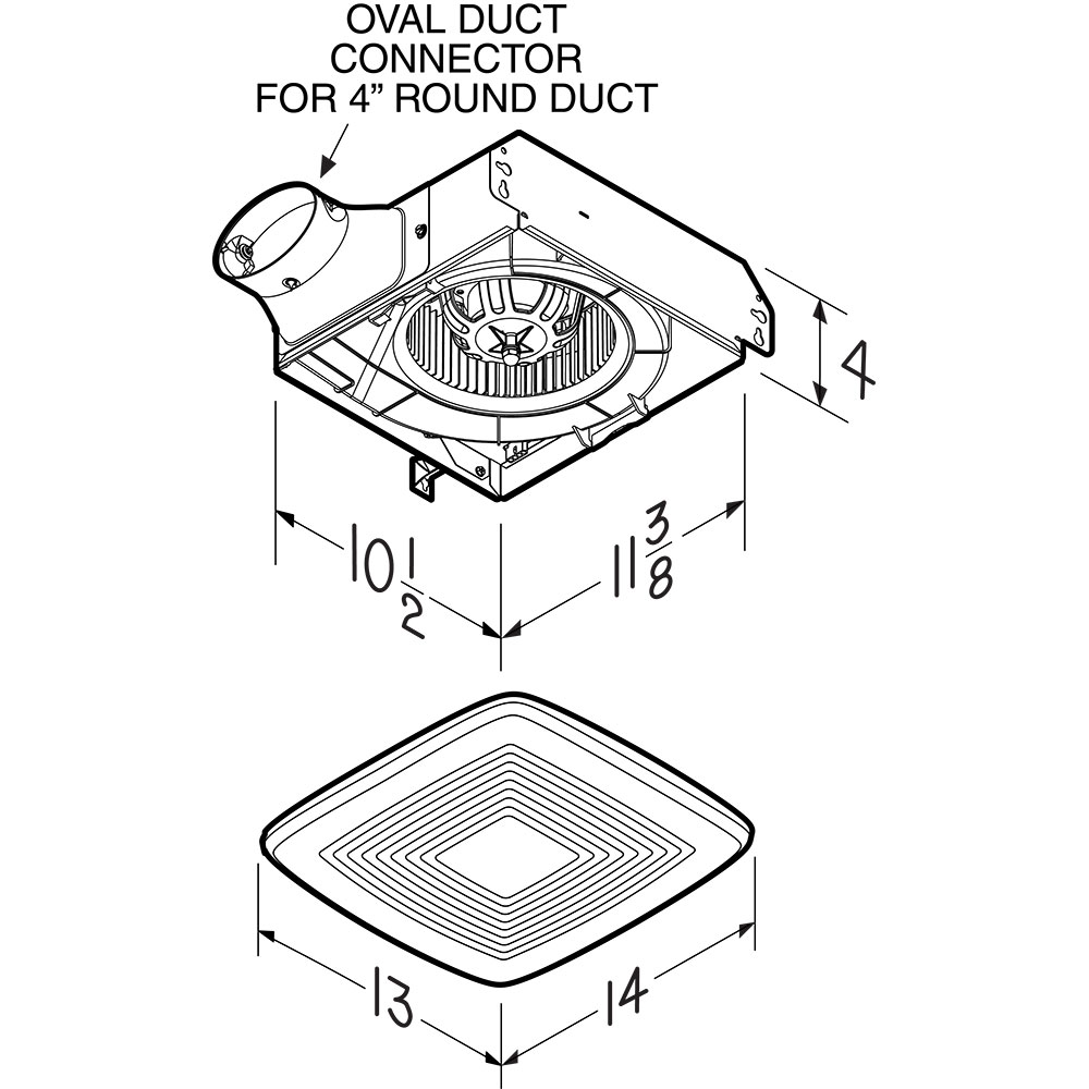 LoProfile 110 CFM Ventilation Fan Finish Pack, 1.5 Sones LP110F