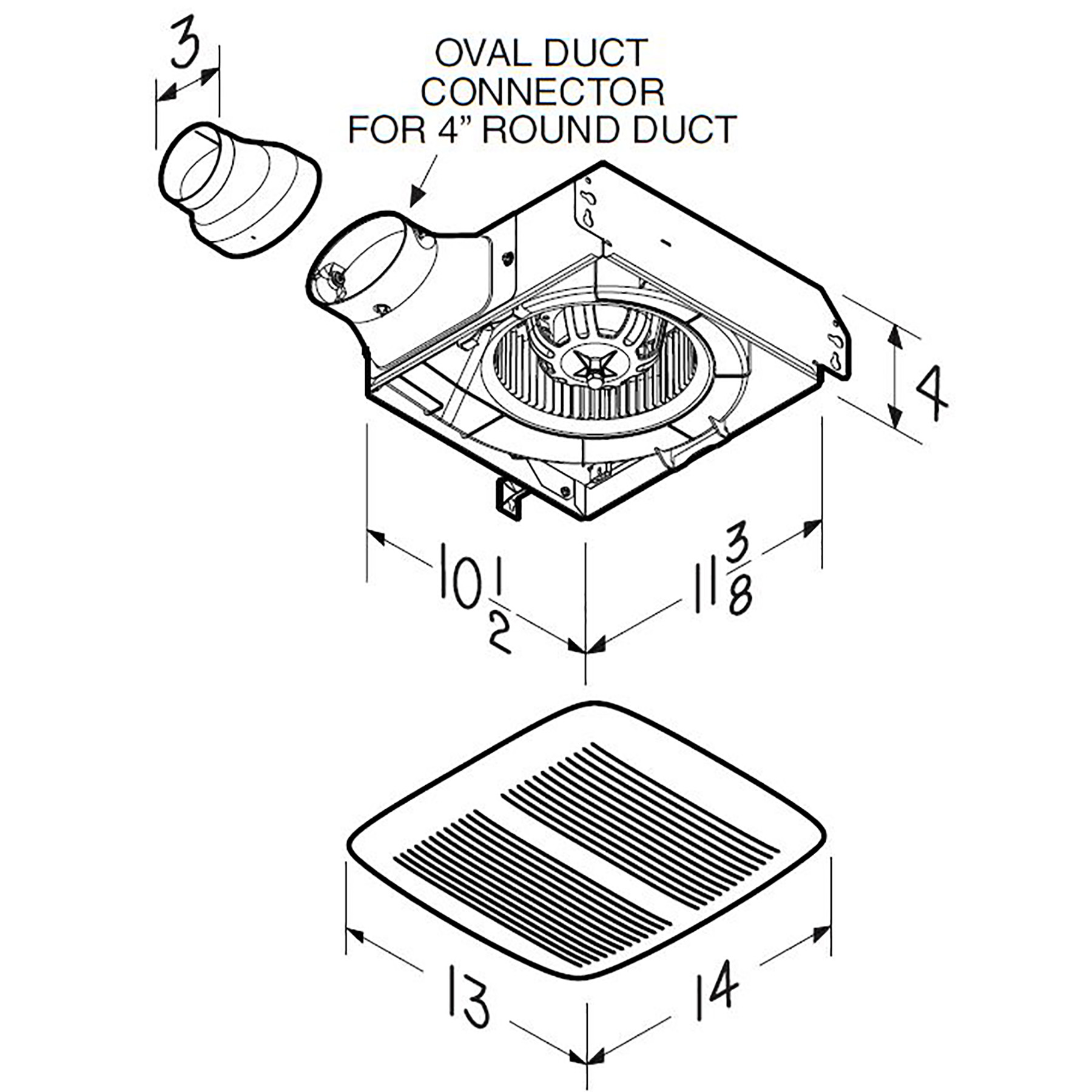 NuTone LoProfile Series 80 CFM Ventilation Fan Project Finish Pack with Grille, 1.0 Sones LPN80F