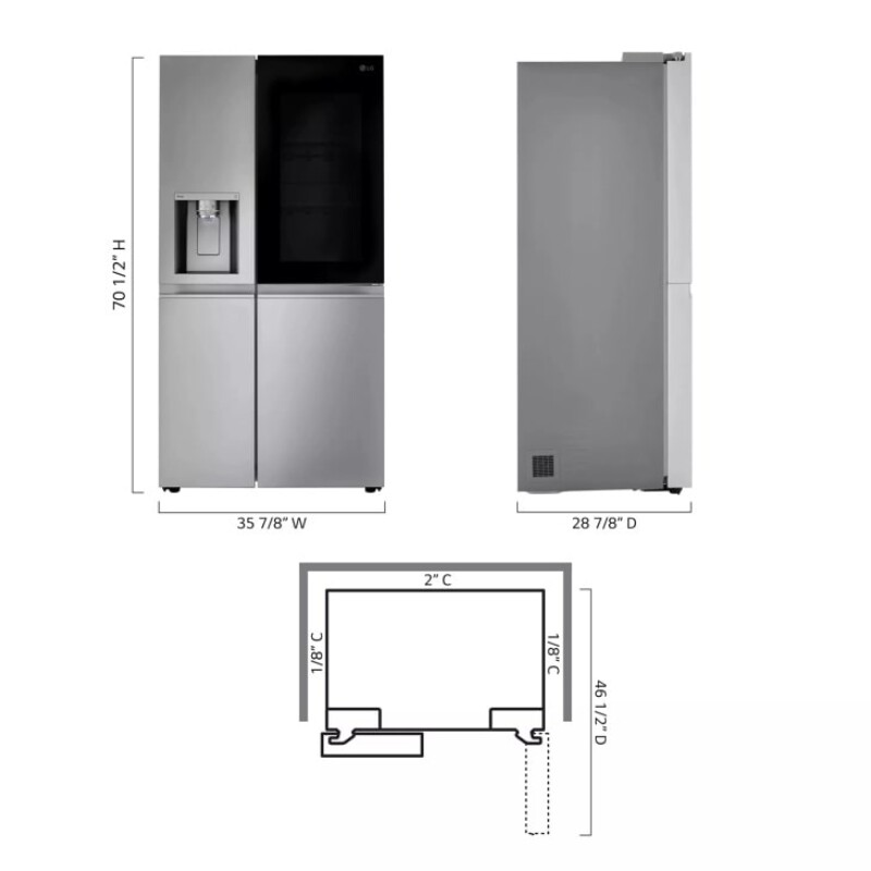 23 cu. ft. Smart Side-by-Side Counter-Depth InstaView® Refrigerator with Craft Ice™ LRSOC2306S