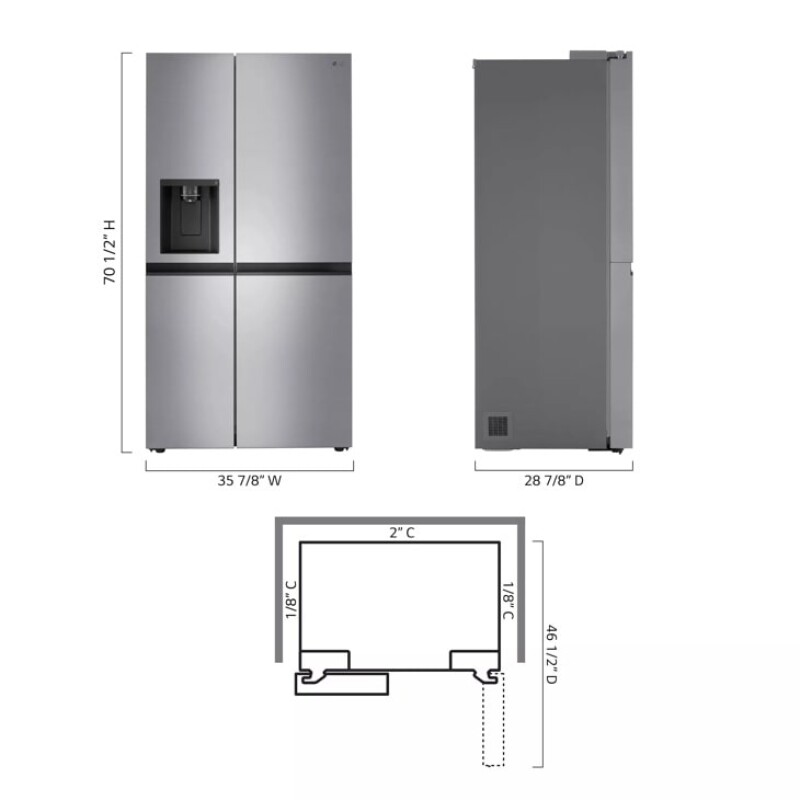 23 cu. ft. Side-by-Side Counter-Depth Refrigerator with Smooth Touch Dispenser LRSXC2306V