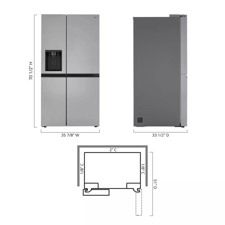 27 cu. ft. Side-by-Side Refrigerator with Smooth Touch Ice Dispenser view 2