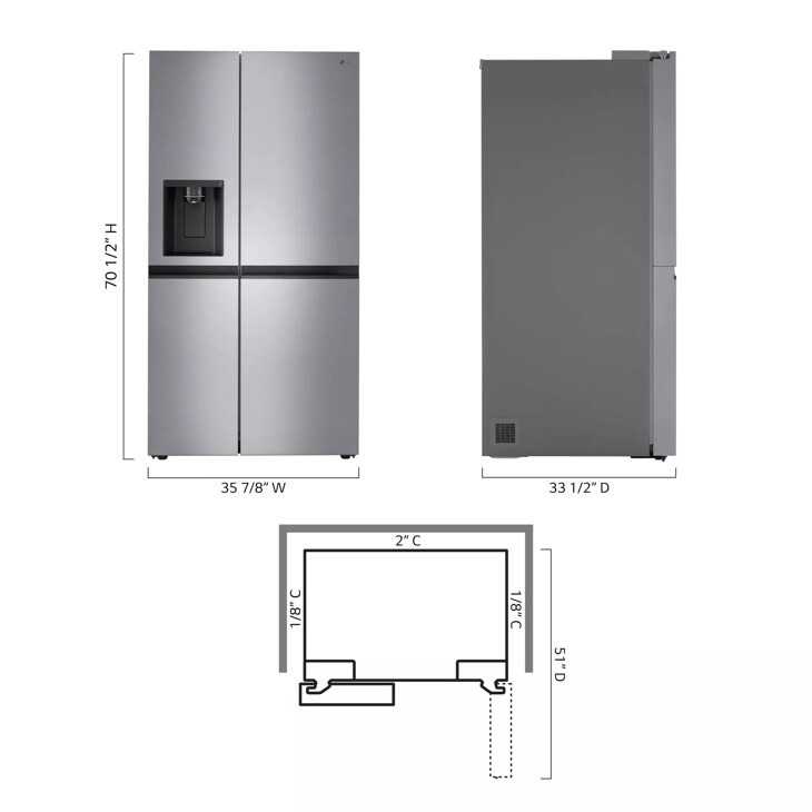 27 cu. ft. Side-by-Side Refrigerator with Smooth Touch Ice Dispenser LRSXS2706V