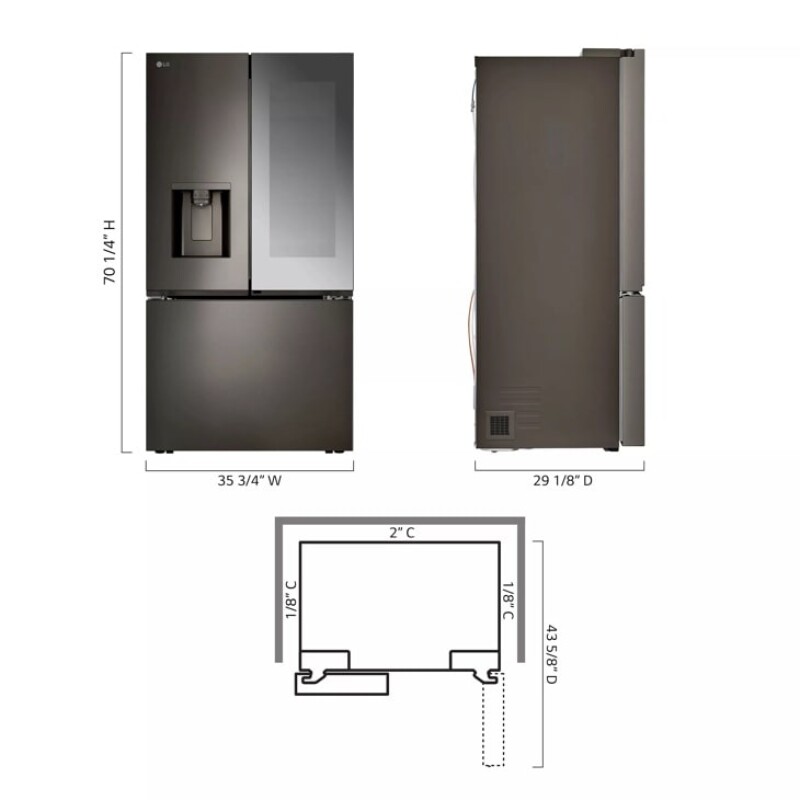 26 cu. ft. Smart Mirror InstaView® Counter-Depth MAX™ French Door Refrigerator with Four Types of Ice view 3