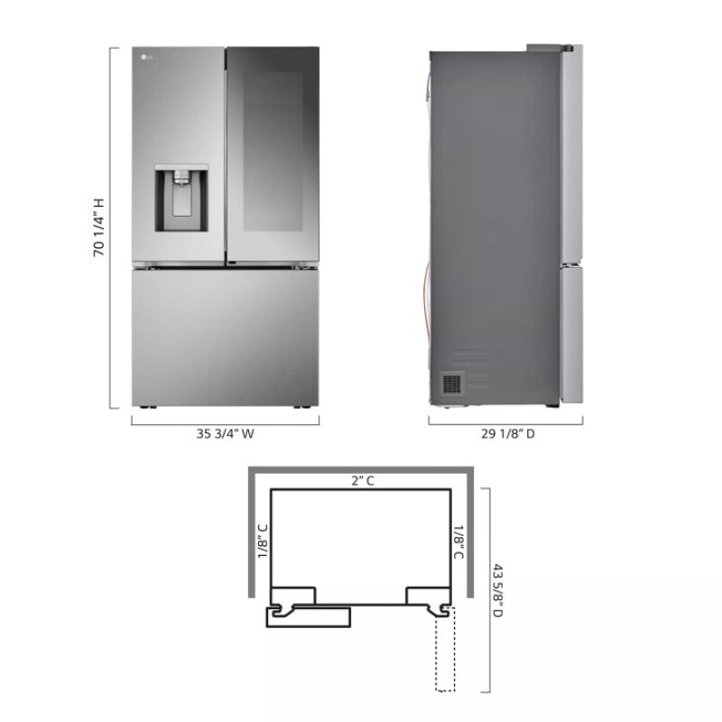 26 cu. ft. Smart Mirror InstaView® Counter-Depth MAX™ French Door Refrigerator with Four Types of Ice view 3
