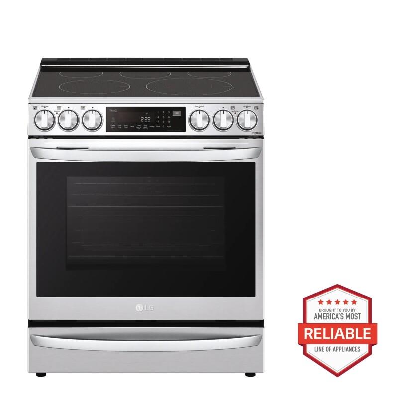 LG 6.3 cu ft. Smart Wi-Fi Enabled ProBake Convection® InstaView™ Electric Slide-in Range with Air Fry Print Proof Stainless Steel LSEL6337F Picture 1