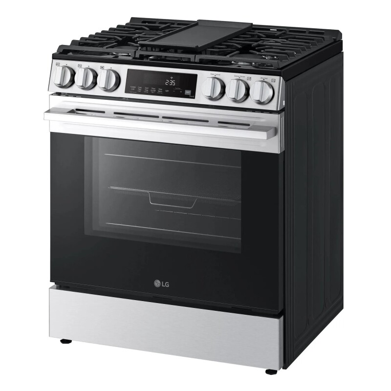 5.8 cu.ft. Smart Gas Single Oven Slide-in Range, Air Fry, Fan Convection, EasyClean®, Self Clean, ThinQ®, Printproof® Stainless Steel - New Handle view 3