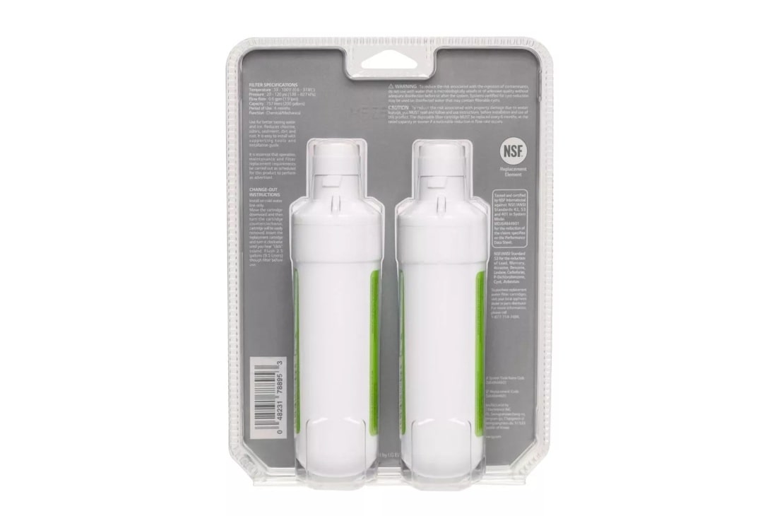 6 Month / 200 Gallon Capacity Replacement Refrigerator Water Filter (2 Pack) LT1000PCS