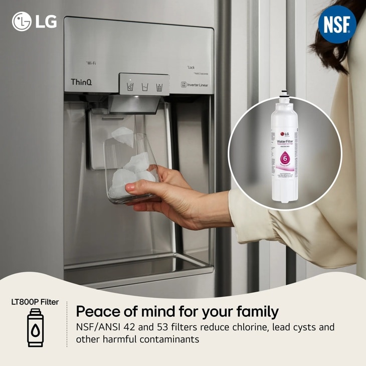 LG - 6 month / 200 Gallon Capacity Replacement Refrigerator Water Filter (NSF42 and NSF53*) LT800P