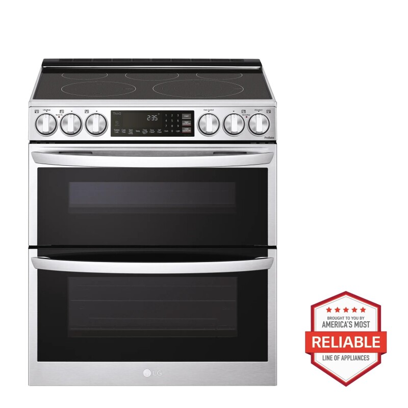 LG 7.3 cu. ft. Smart Electric Double Oven Slide-in Range with InstaView®, ProBake® Convection, Air Fry, and Air Sous Vide Print Proof Stainless Steel LTEL7337F Picture 1