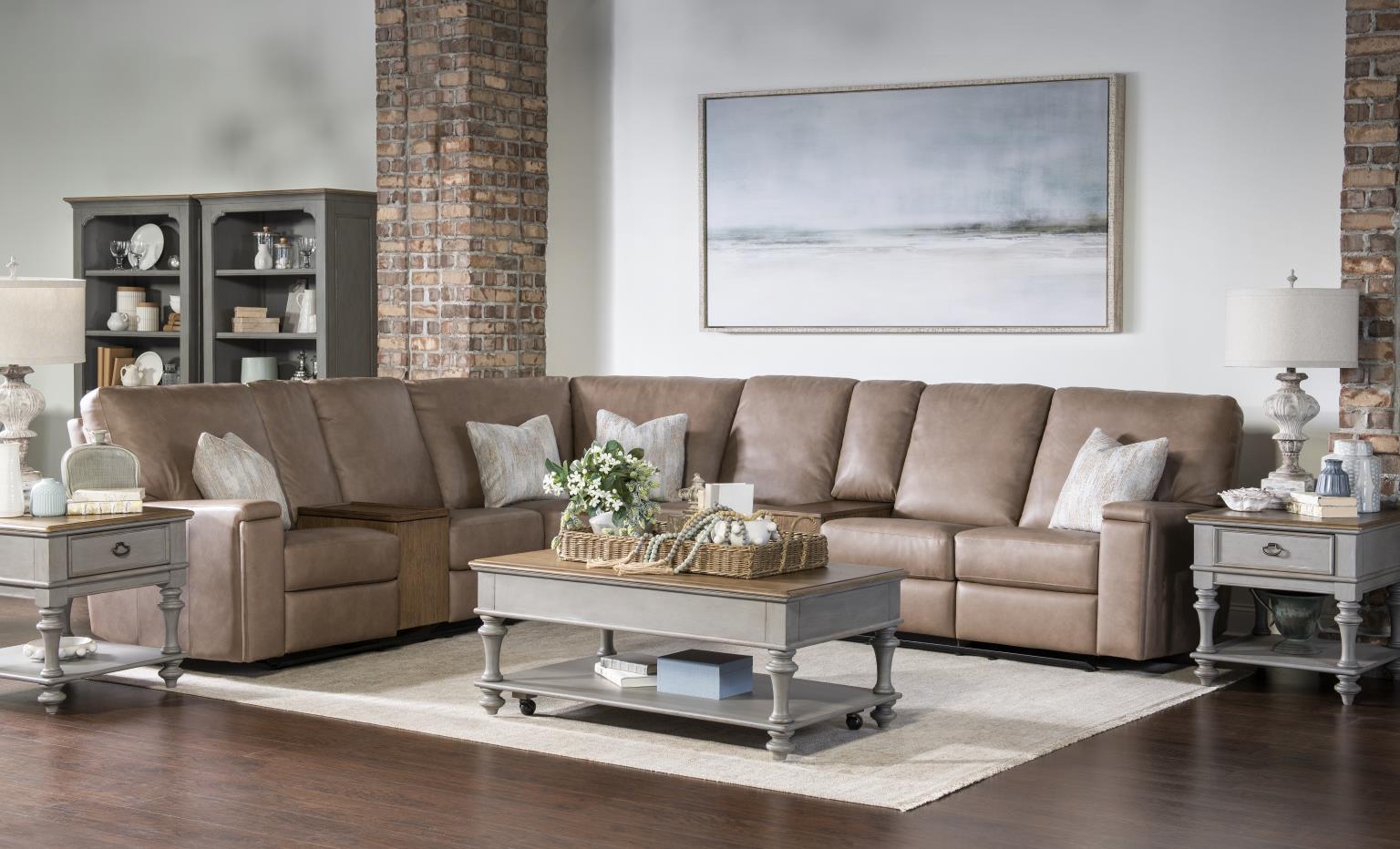 LU370 Fen Positano Fumo UP P1 Laf Glider Loveseat With Console, And One 18 In Pillow LU370LG1LV1060