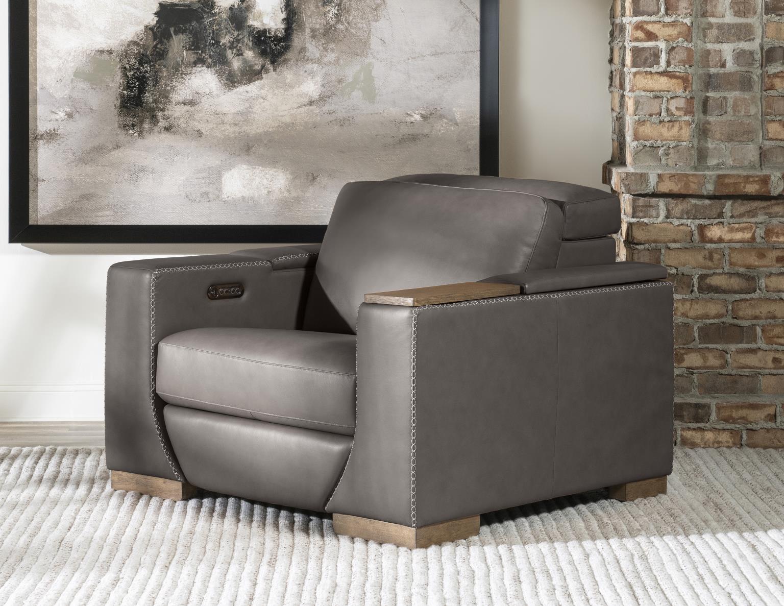 Swivel Chair W/rachet Headrest, Storage Arm, Wood Swivel Top, Power Grommet, And Ipad Holder LU400SWV2000
