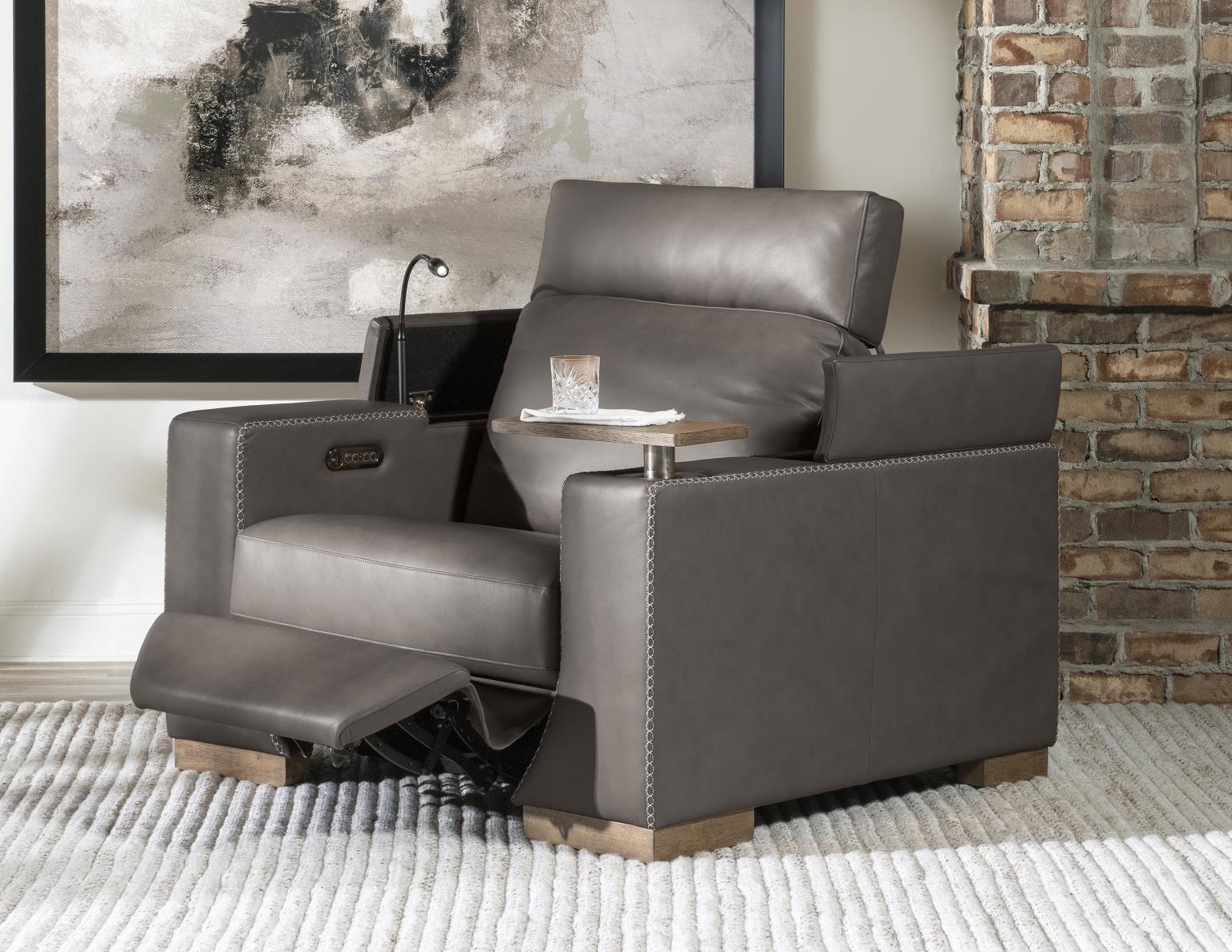 Swivel Chair W/rachet Headrest, Storage Arm, Wood Swivel Top, Power Grommet, And Ipad Holder LU400SWV2000