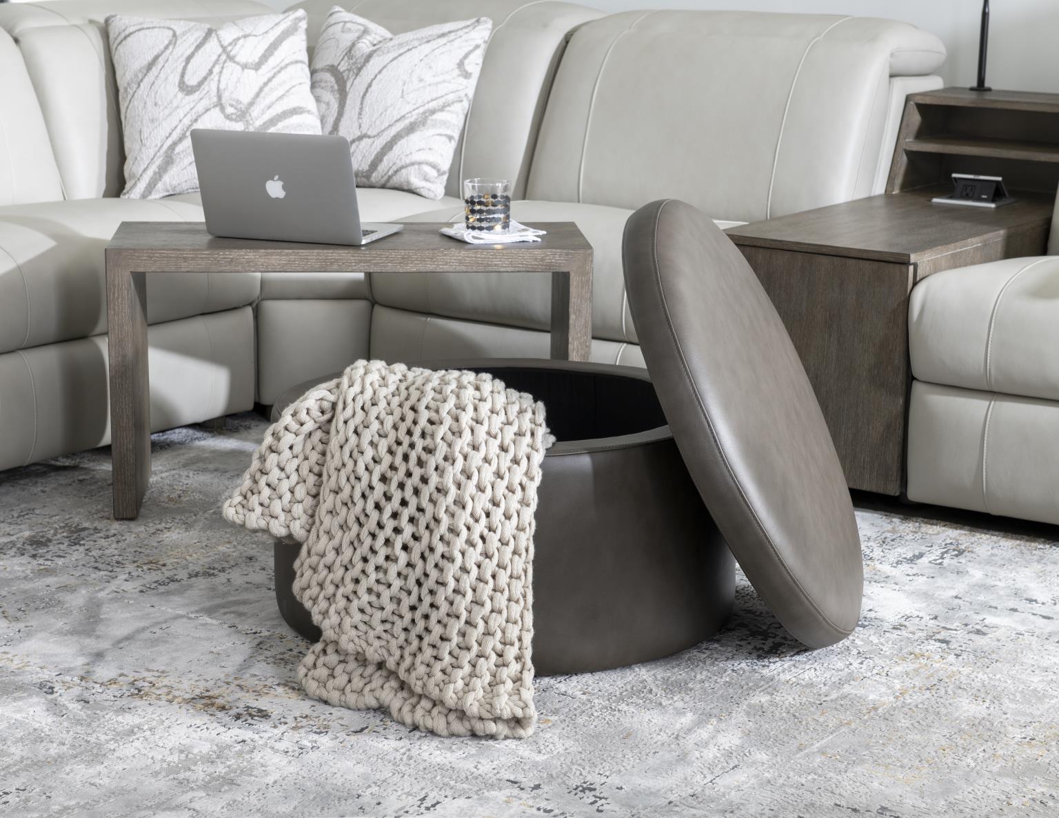 LU340 Luna Ravello Silver UP Swivel Ottoman On Casters LU820OTS1900