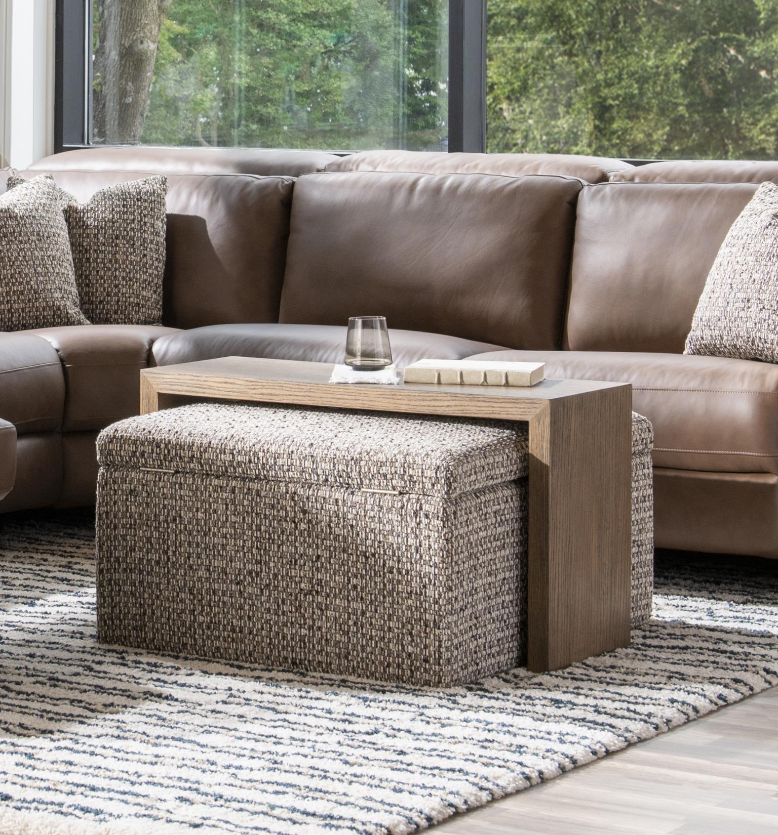 LU310 Solana Positano Clay Cobblestone UP Squarestorgae Ottoman W Wood Top LU840QOW2035