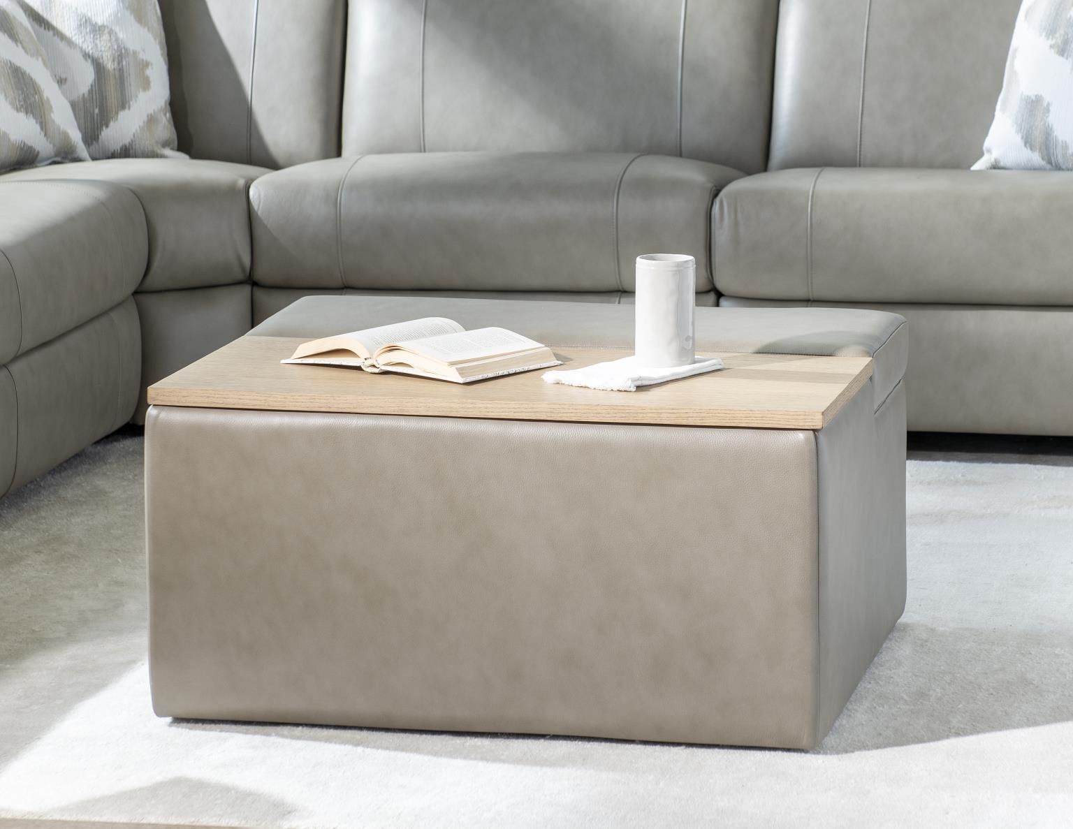 LU340 Luna Verona Fossil UP Ottoman With Pop Up Tray LU845LOT3000
