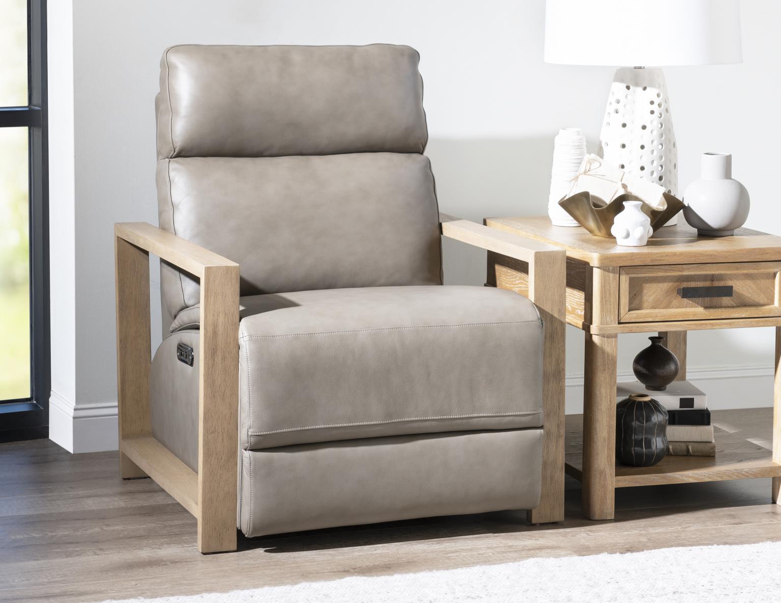 LU340 Luna Verona Fossil UP P2 Wood Recliner - Shown In This Color LU930R2W3000