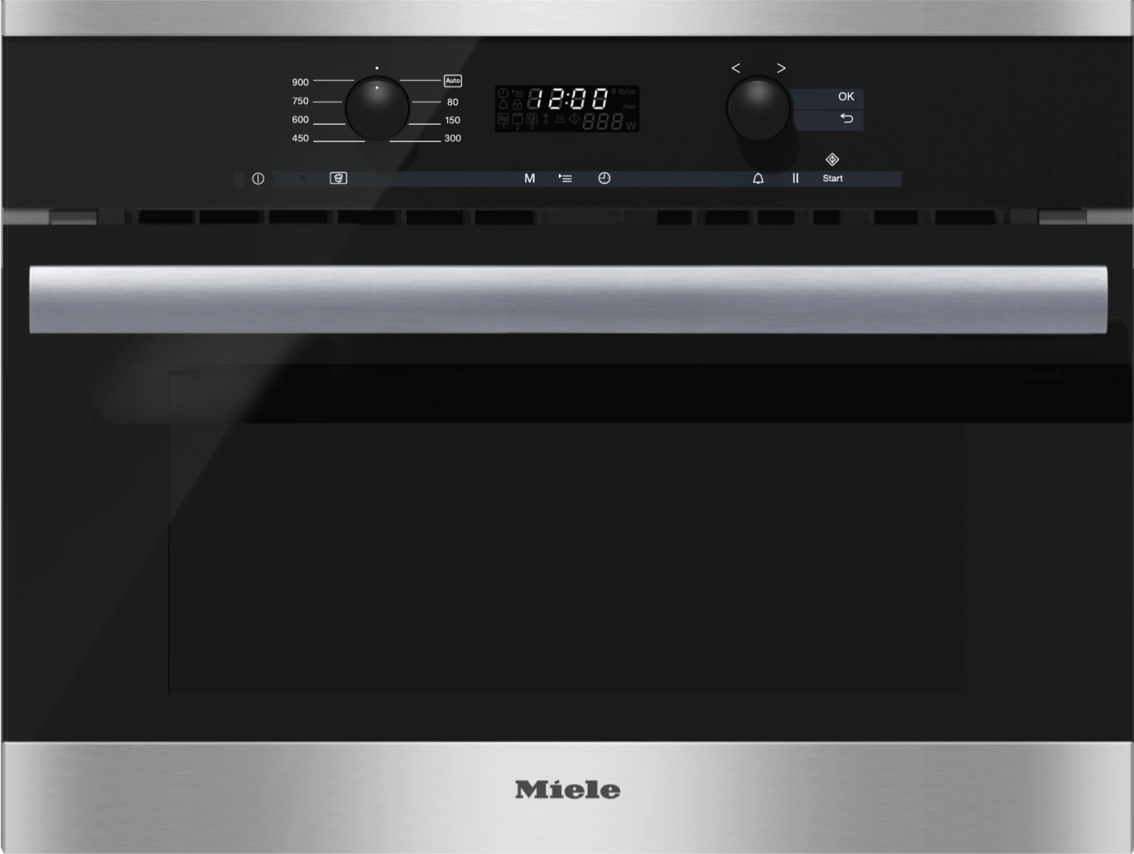 Built‑in microwave oven with controls along the top for optimal combination possibilities. M6260TC