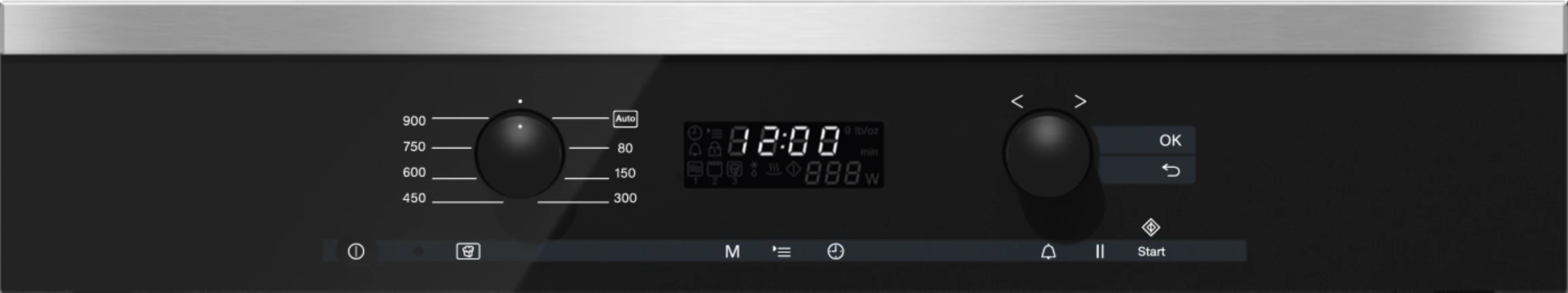Built‑in microwave oven with controls along the top for optimal combination possibilities. M6260TC