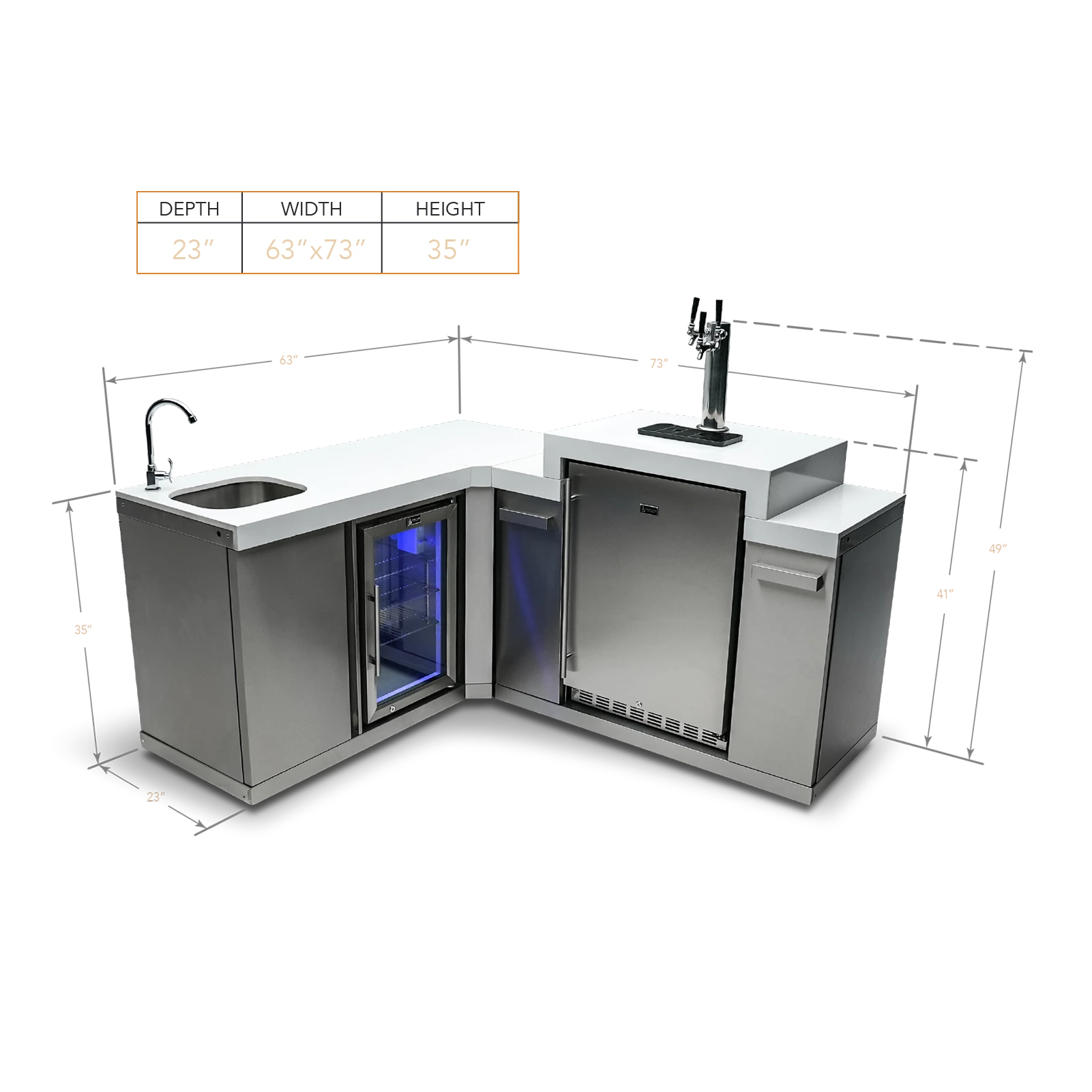 Beverage Center With 90-degree Corner And Kegerator MABEV90KEG