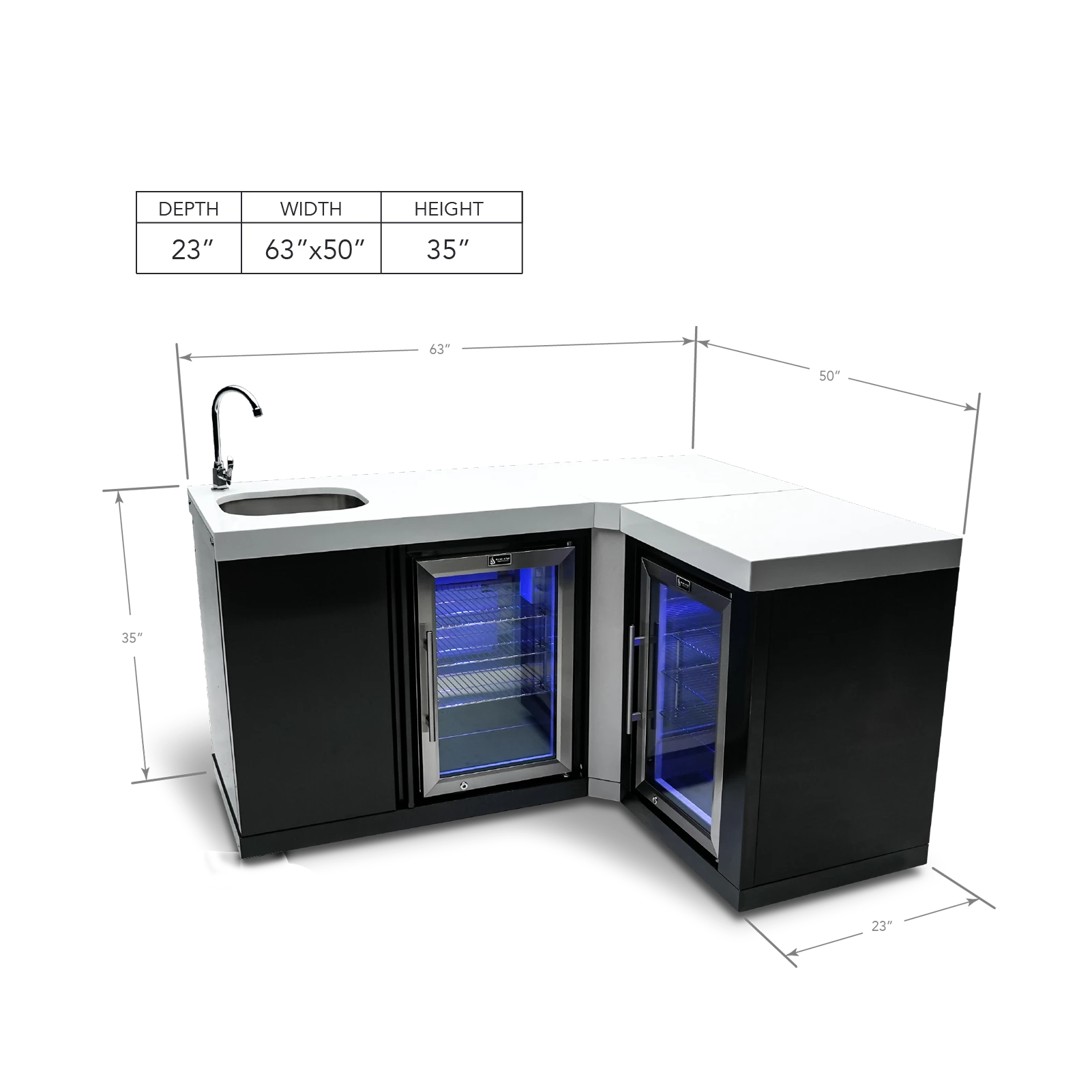Black Stainless Steel Beverage Center With 90-degree Corner And Fridge Cabinet MABEVBSS90FC
