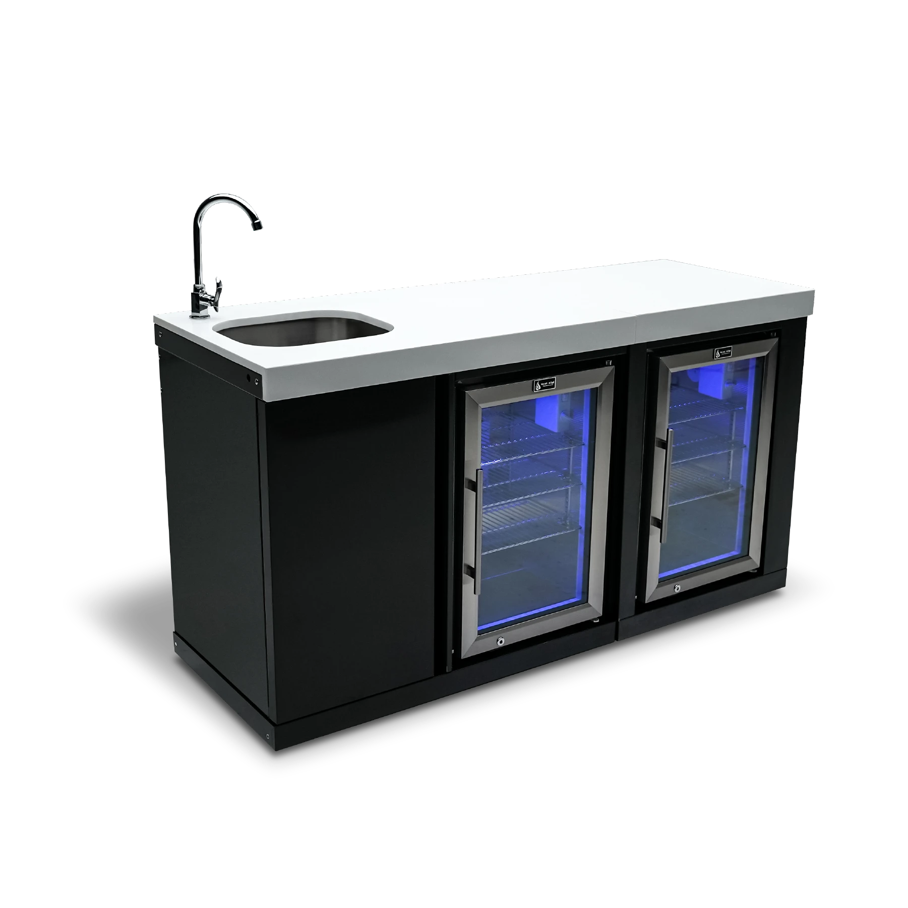 Black Stainless Steel Beverage Center And Fridge Cabinet MABEVBSSFC