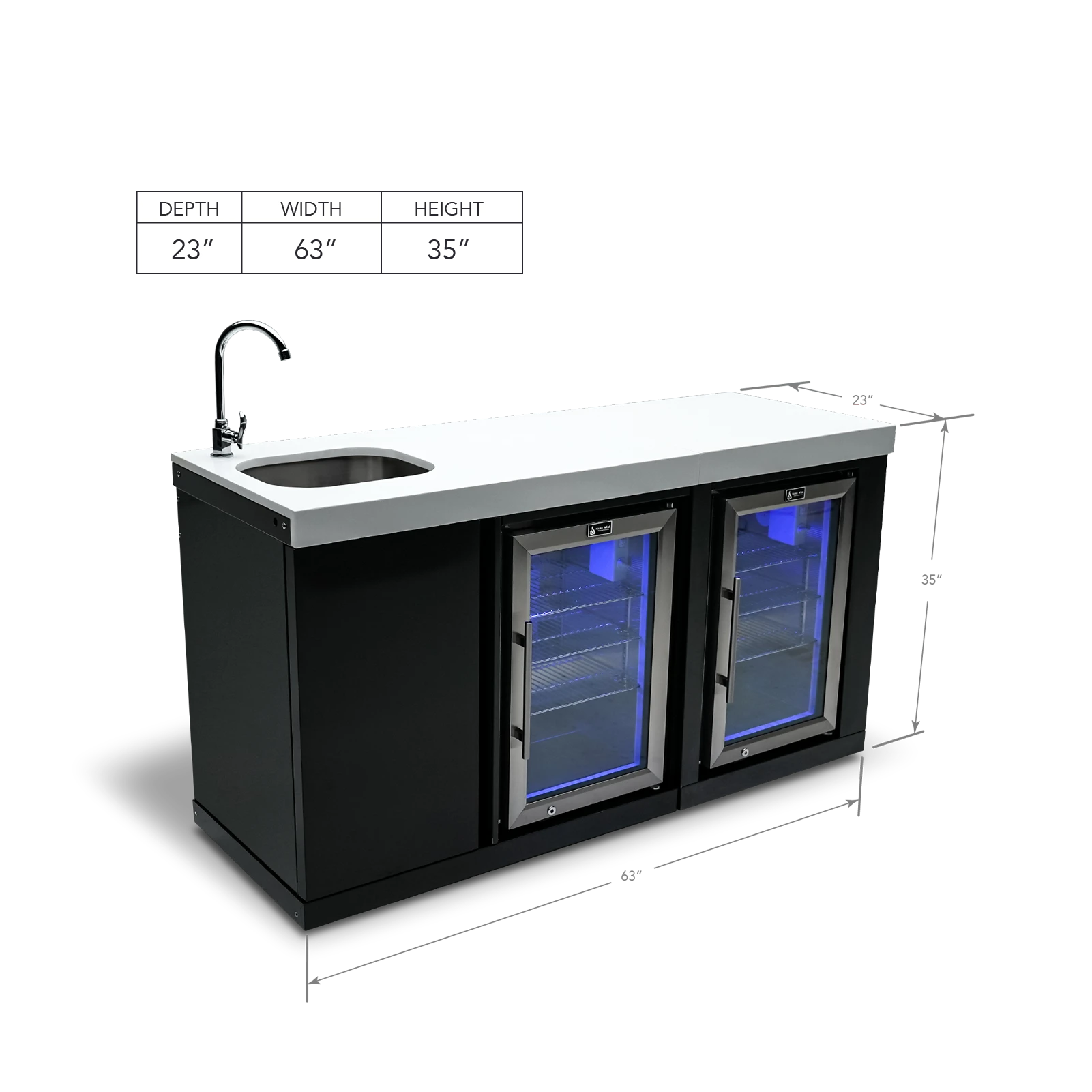 Black Stainless Steel Beverage Center And Fridge Cabinet MABEVBSSFC