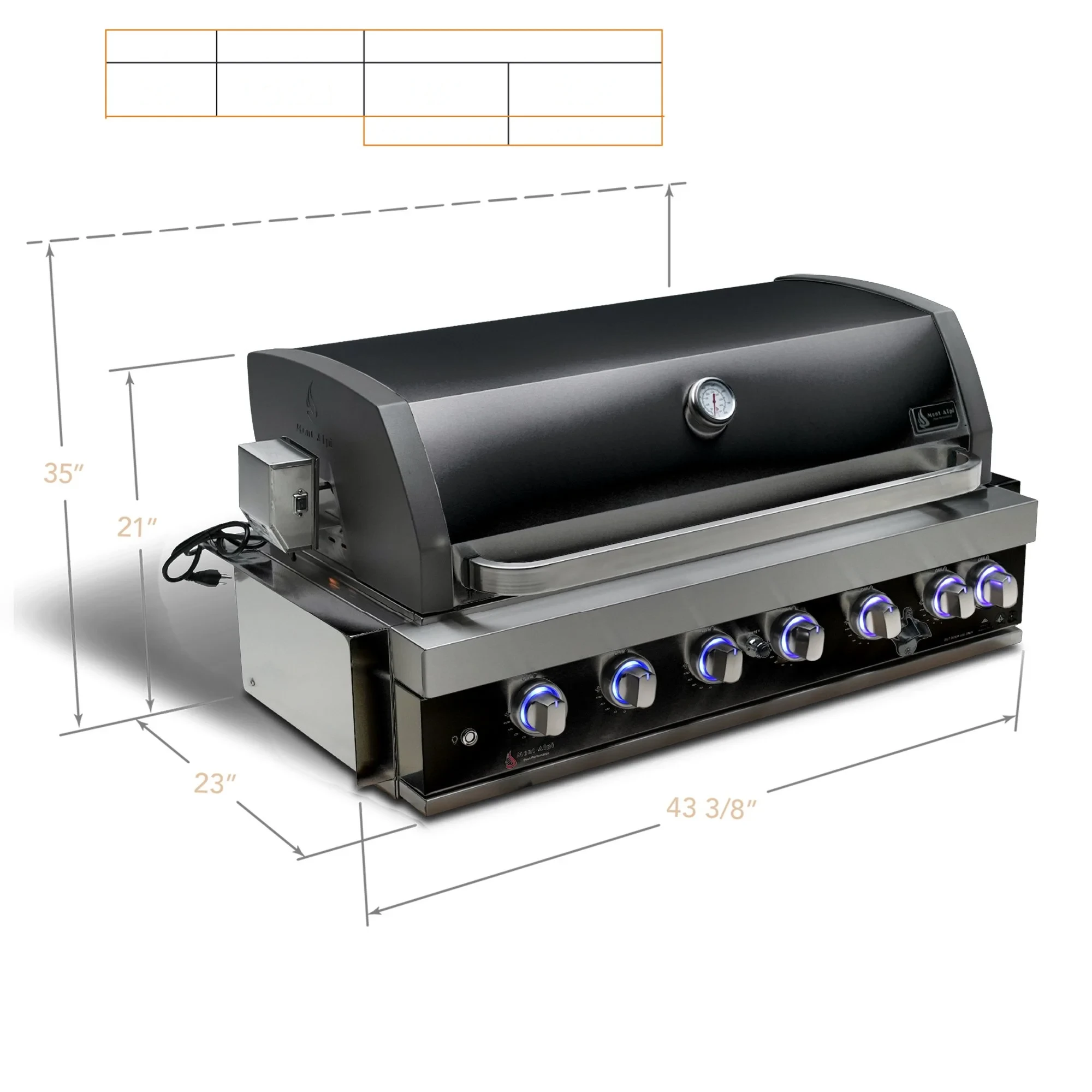 44" Black Stainless Steel Built-in Grill MABI805BSS