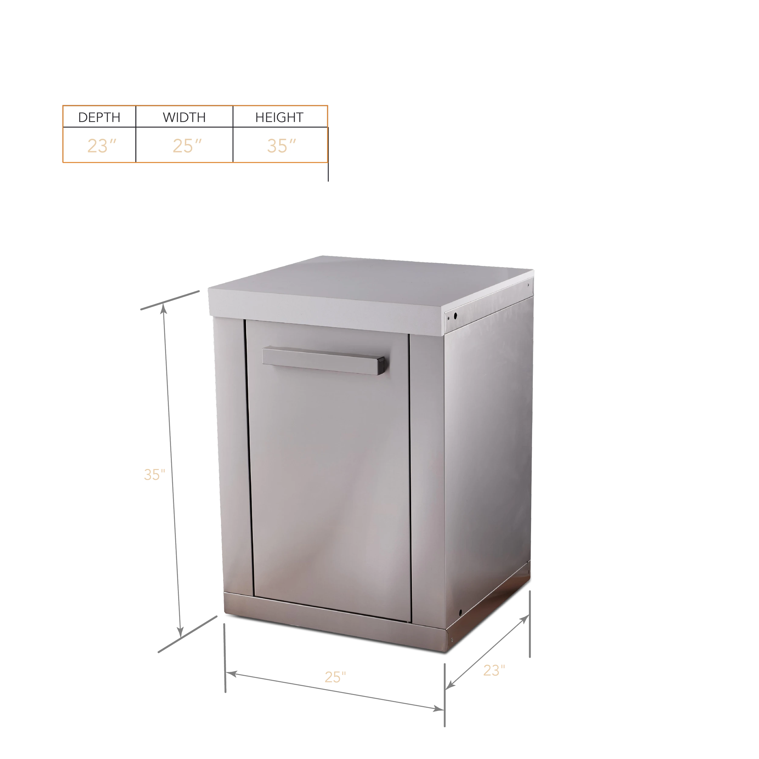 Extra Storage Cabinet In Stainless Steel For Deluxe And Original Series Outdoor Kitchens MAEXTSS