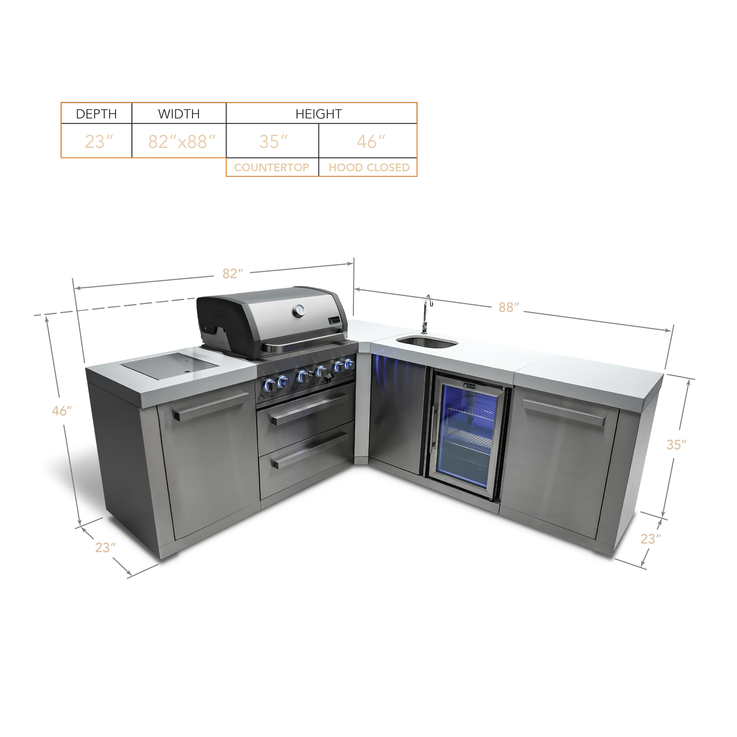 4-burner Island With 90-degree Corner And Beverage Center MAI40090BEV