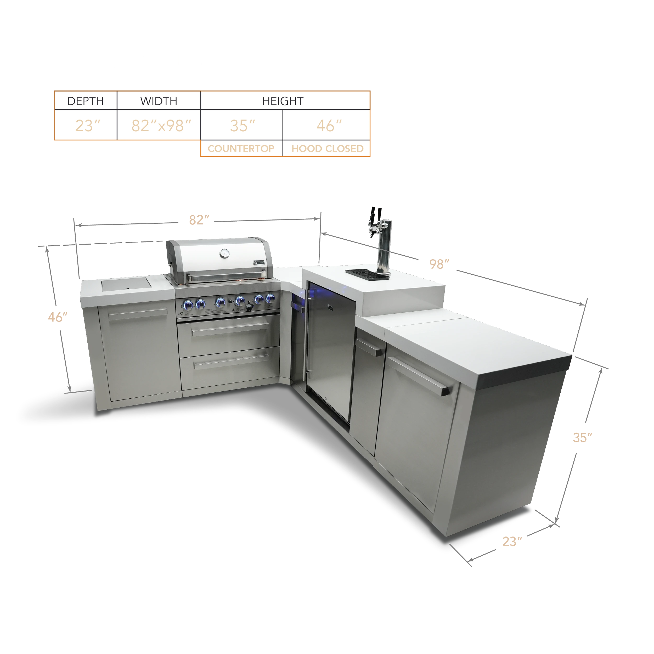 4-burner Original Series Island With 90-degree Corner And Kegerator MAI40090KEG