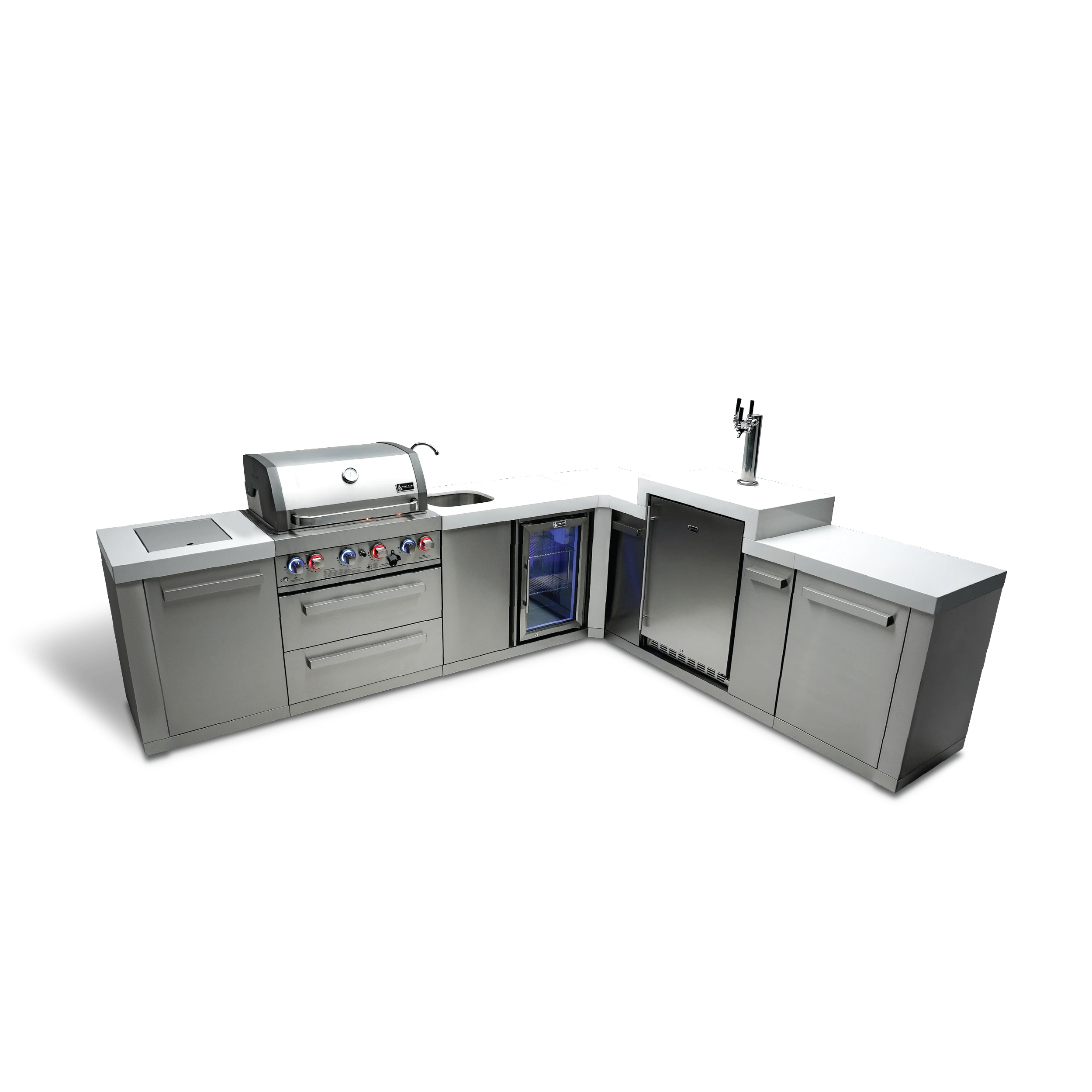 4-burner Original Series Island With 90-degree Corner, Kegerator & Beverage Center MAI40090KEGBEV