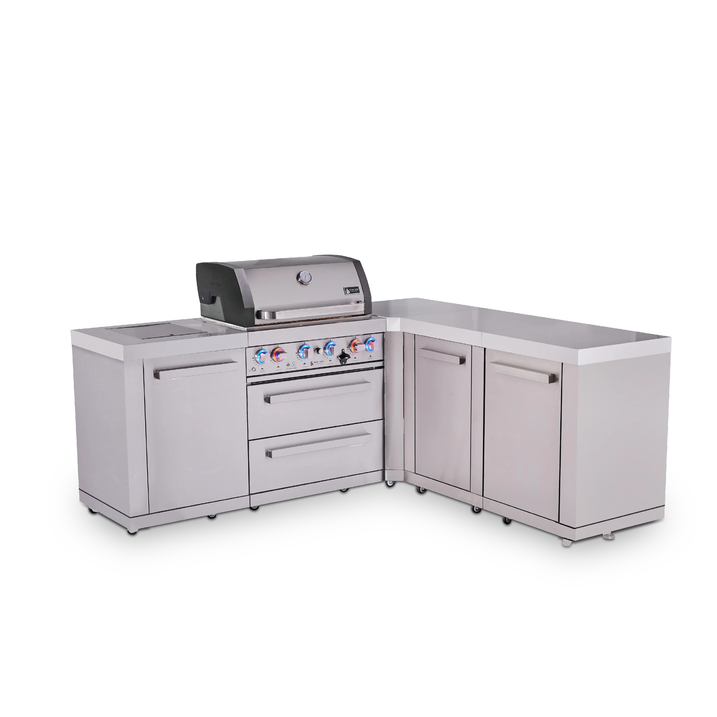 4-burner L-shaped Outdoor Kitchen Island With 90-degree Corner And Extra Storage Cabinet MAI40090XL