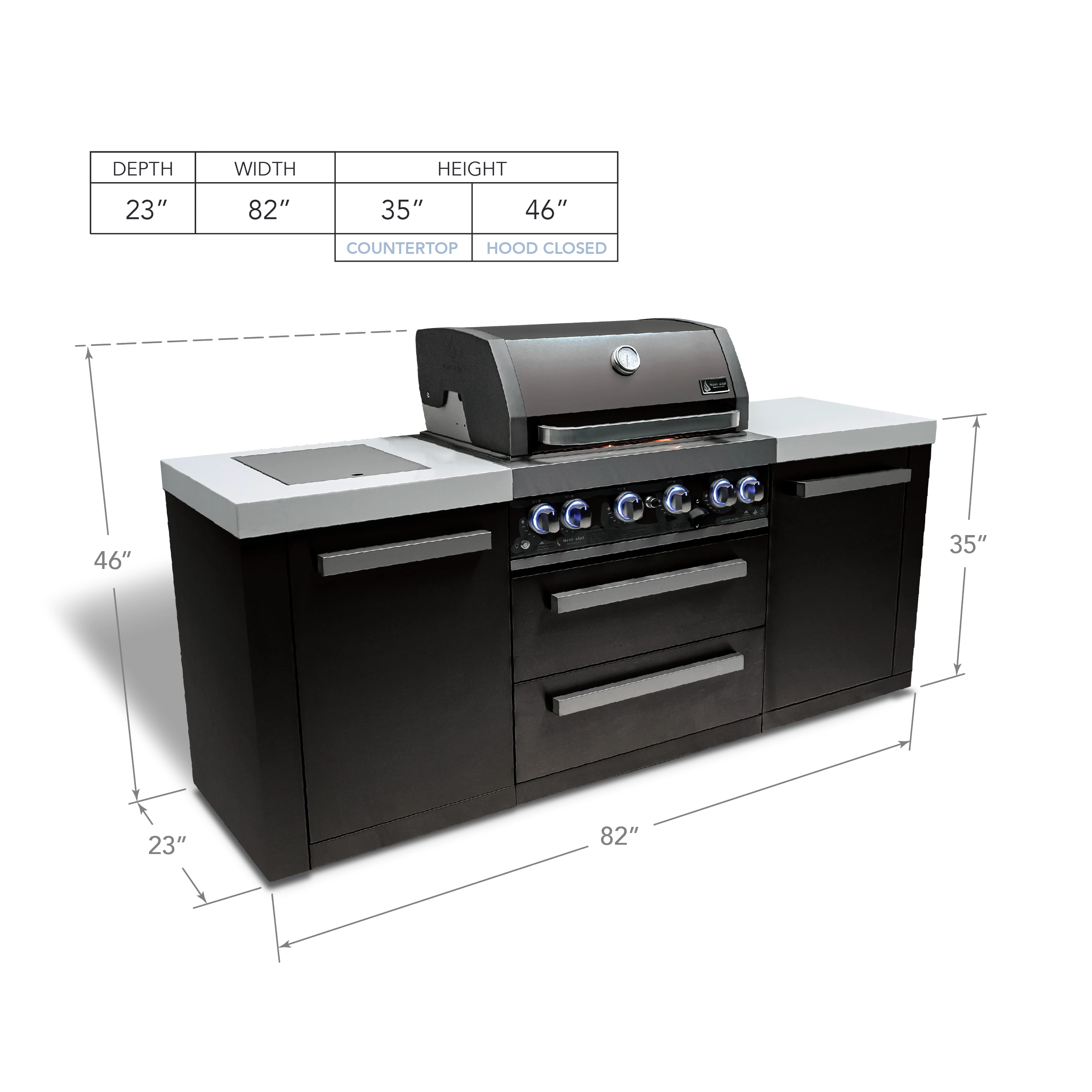 4-burner Black Stainless Steel Island MAI400BSS