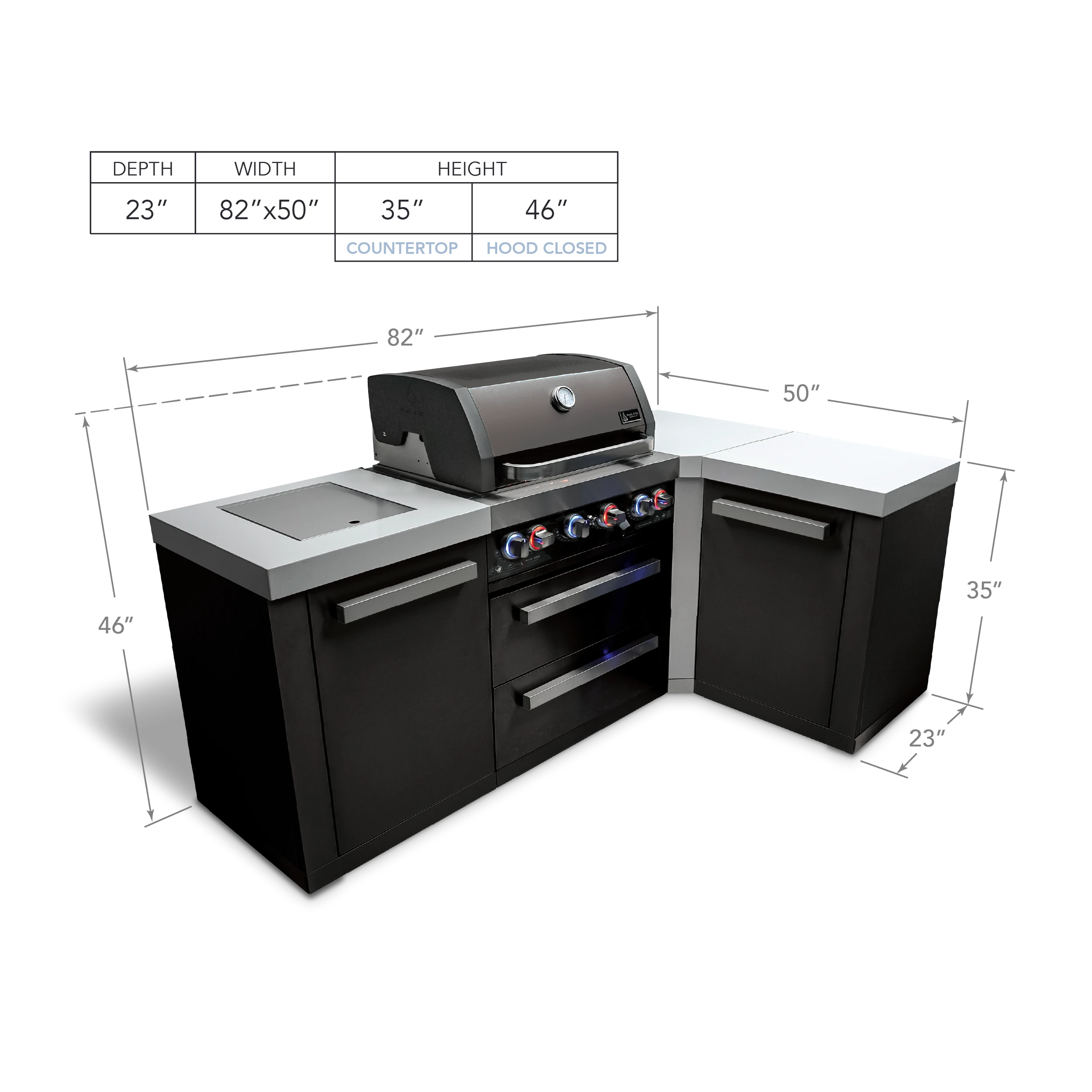 4-burner Black Stainless Steel Island With 90-degree Corner MAI400BSS90