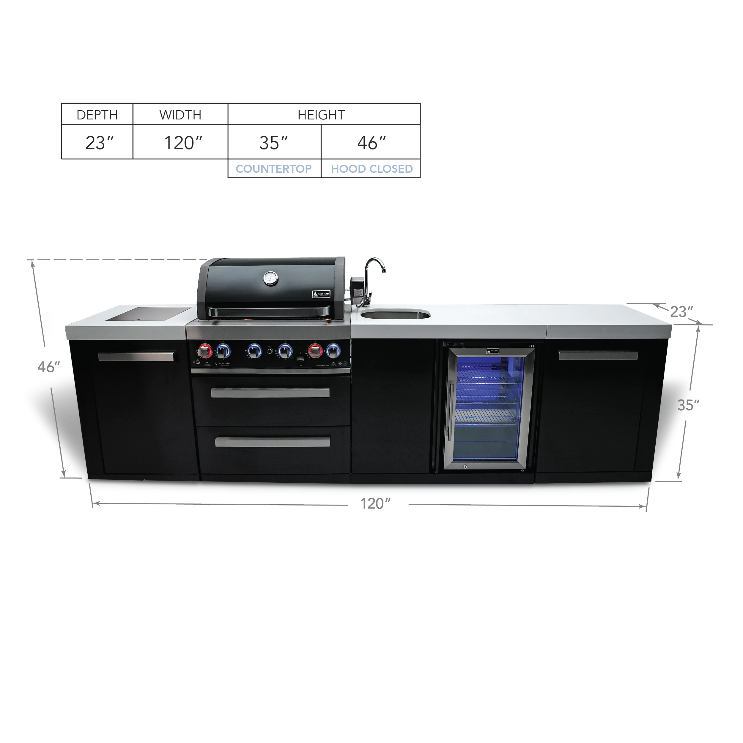 4-burner Black Stainless Steel Island With Beverage Center MAI400BSSBEV