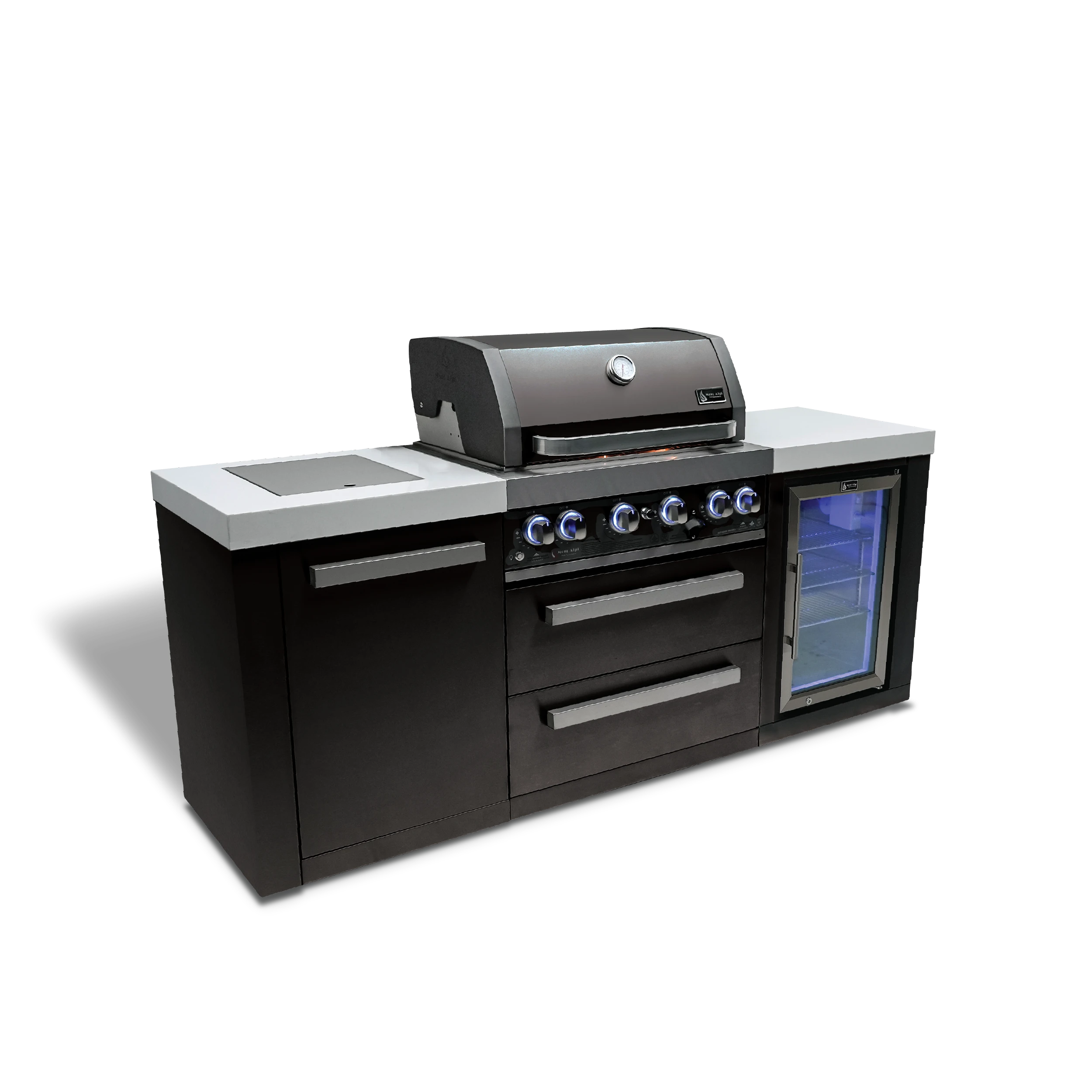 4-burner Black Stainless Steel Island With Fridge Cabinet MAI400BSSFC