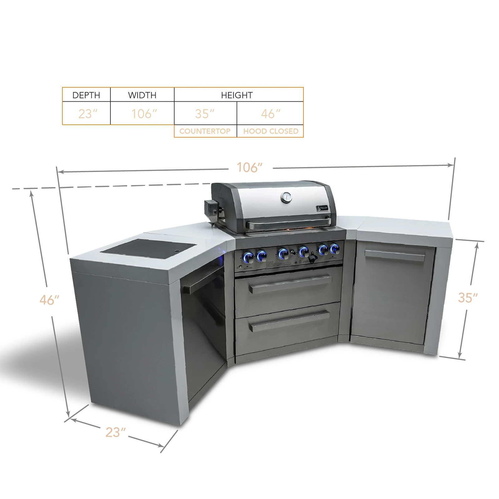 4-burner Deluxe Island With 45-degree Corners MAI400D45