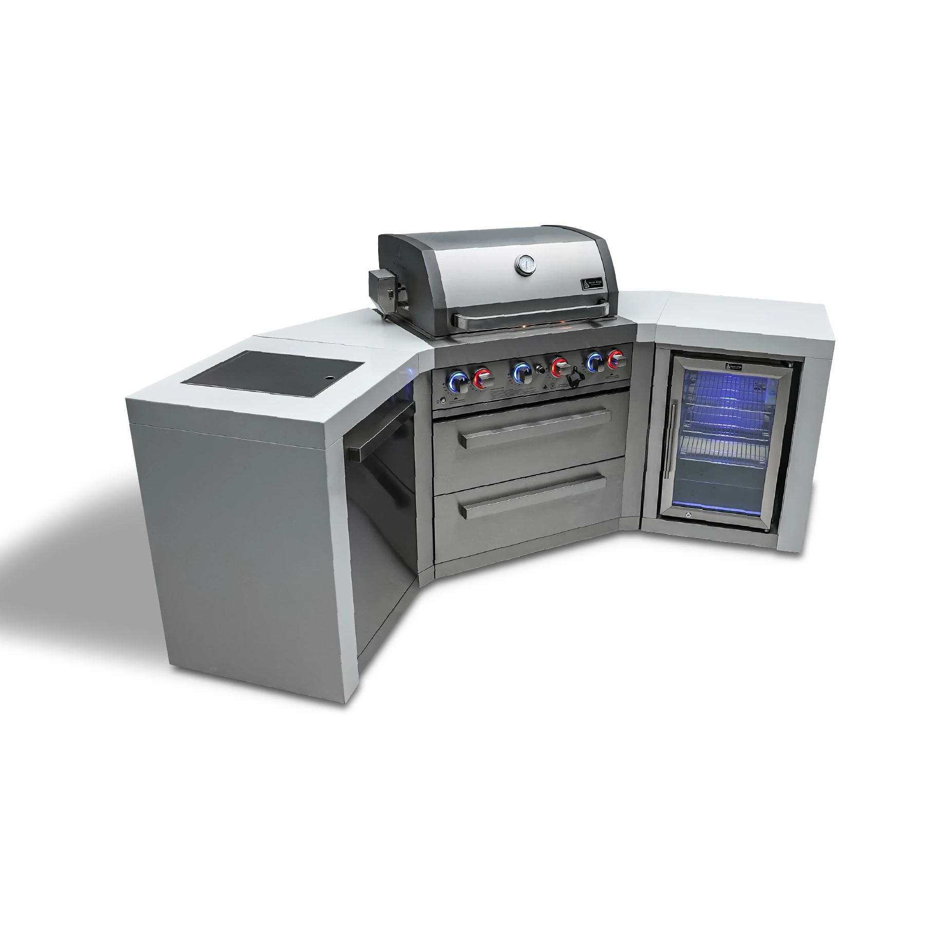 4-burner Deluxe Island With 45-degree Corners And A Fridge Cabinet MAI400D45FC