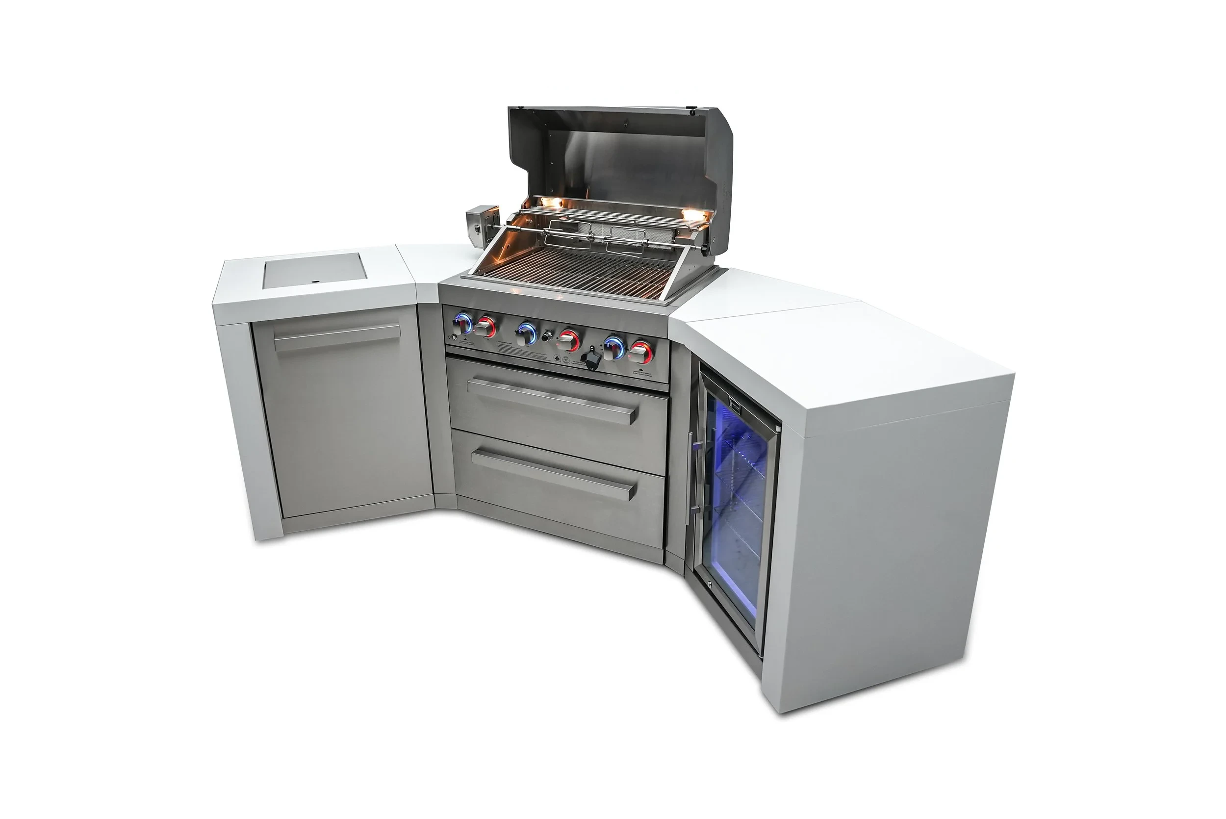 4-burner Deluxe Island With 45-degree Corners And A Fridge Cabinet MAI400D45FC