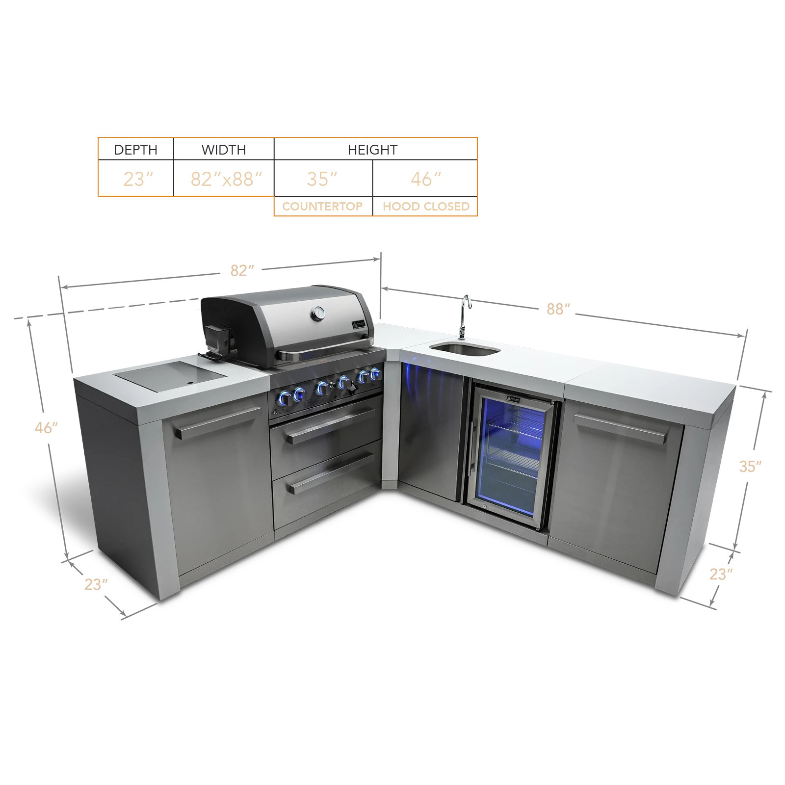 4-burner Deluxe Island With A 90-degree Corner And Beverage Center MAI400D90BEV