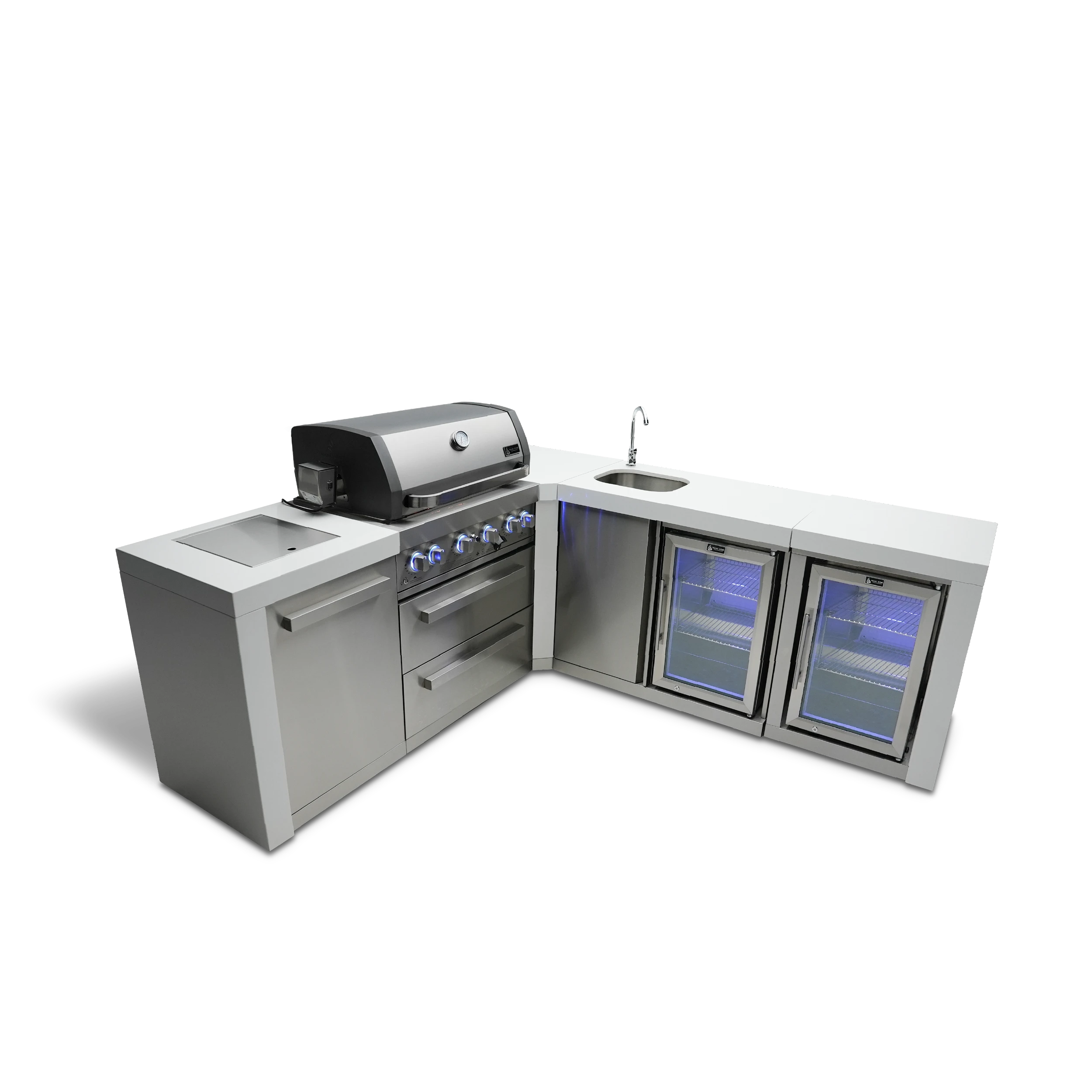 4-burner Deluxe Island With A 90-degree Corner, Beverage Center And Fridge Cabinet MAI400D90BEVFC