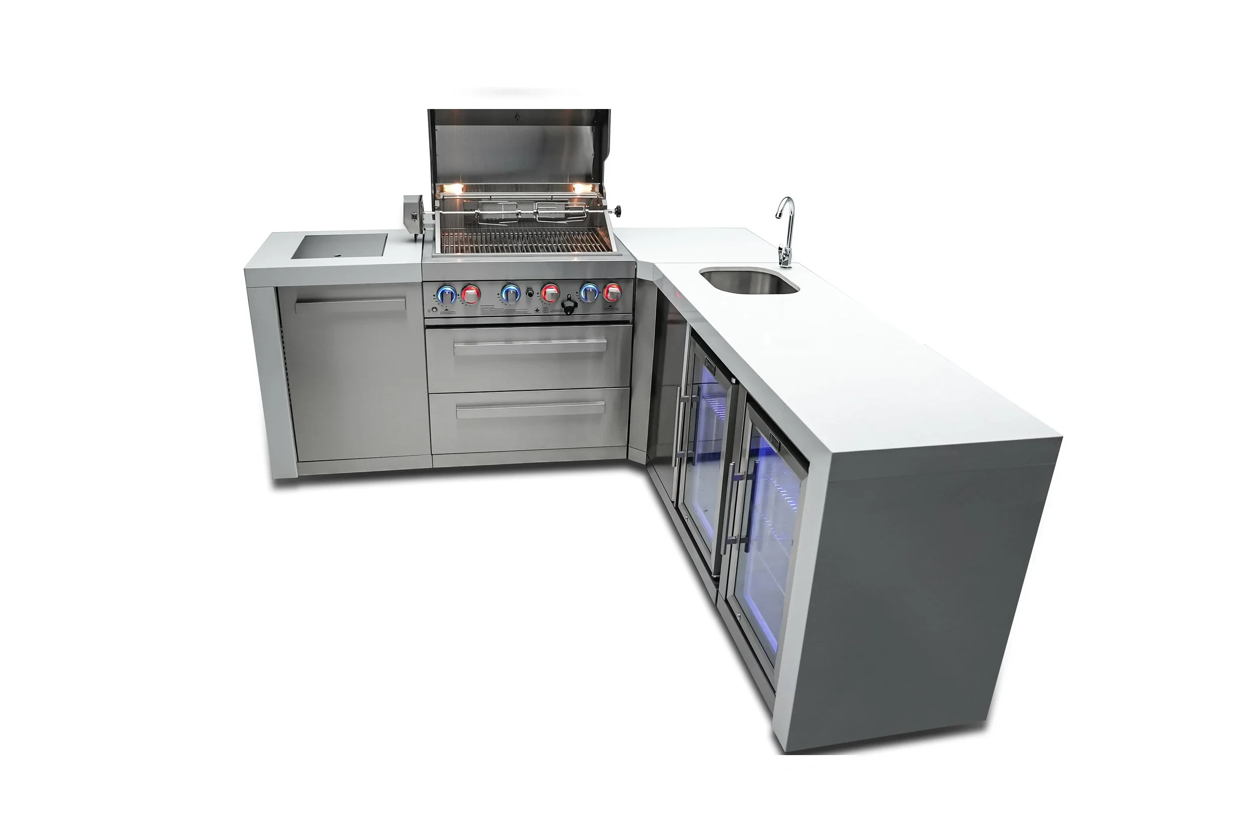 4-burner Deluxe Island With A 90-degree Corner, Beverage Center And Fridge Cabinet MAI400D90BEVFC