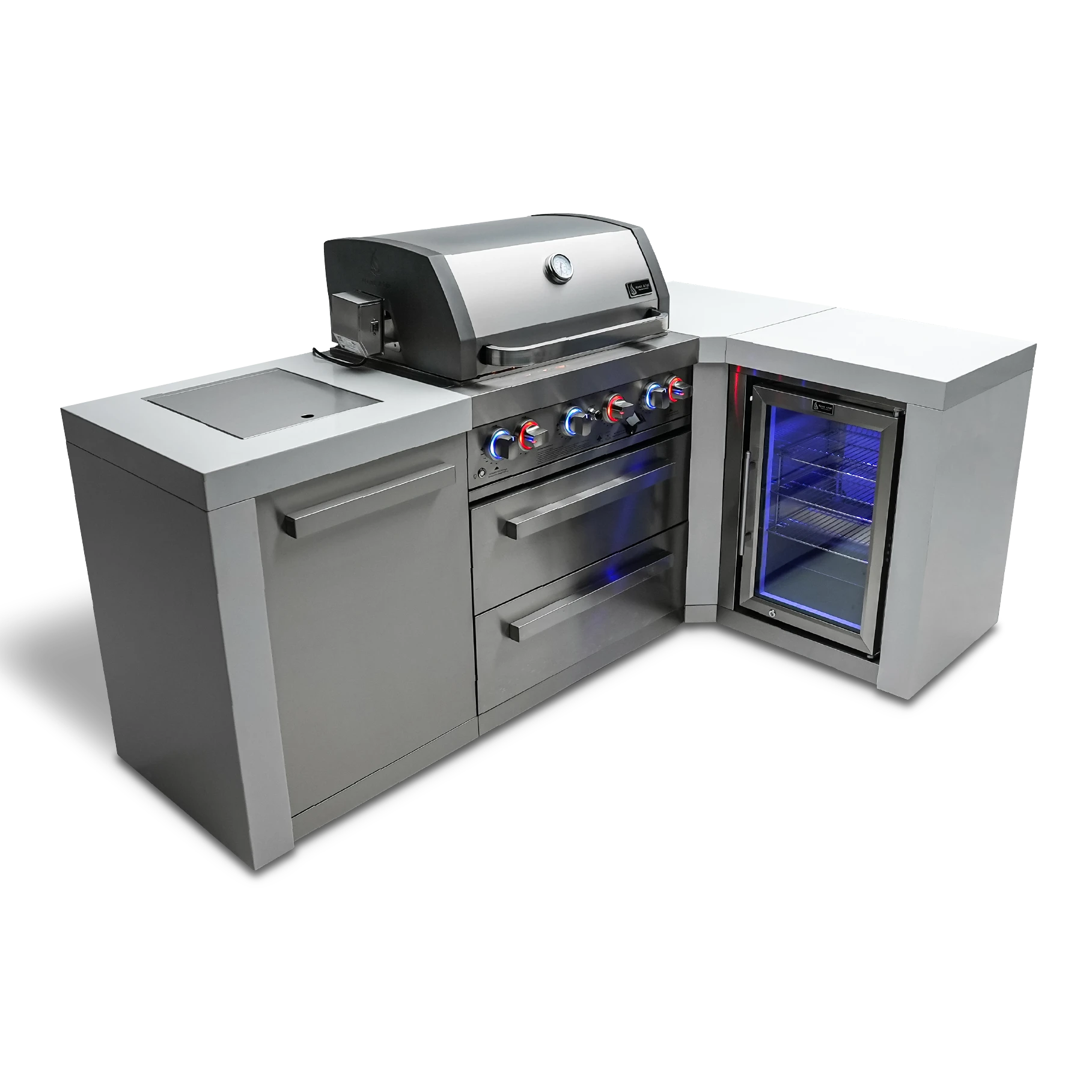 4-burner Deluxe Island With A 90-degree Corner And A Fridge Cabinet MAI400D90FC