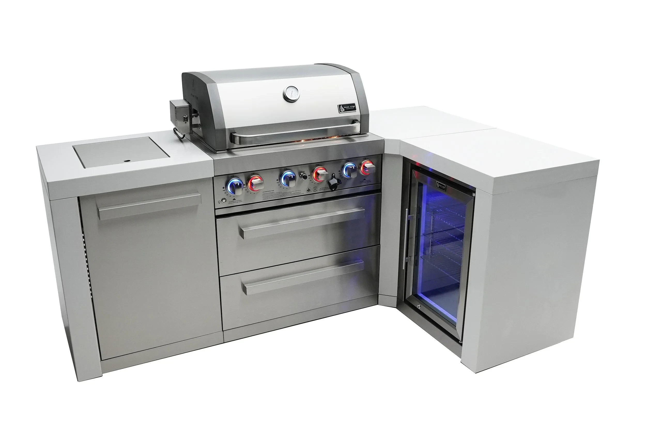 4-burner Deluxe Island With A 90-degree Corner And A Fridge Cabinet MAI400D90FC